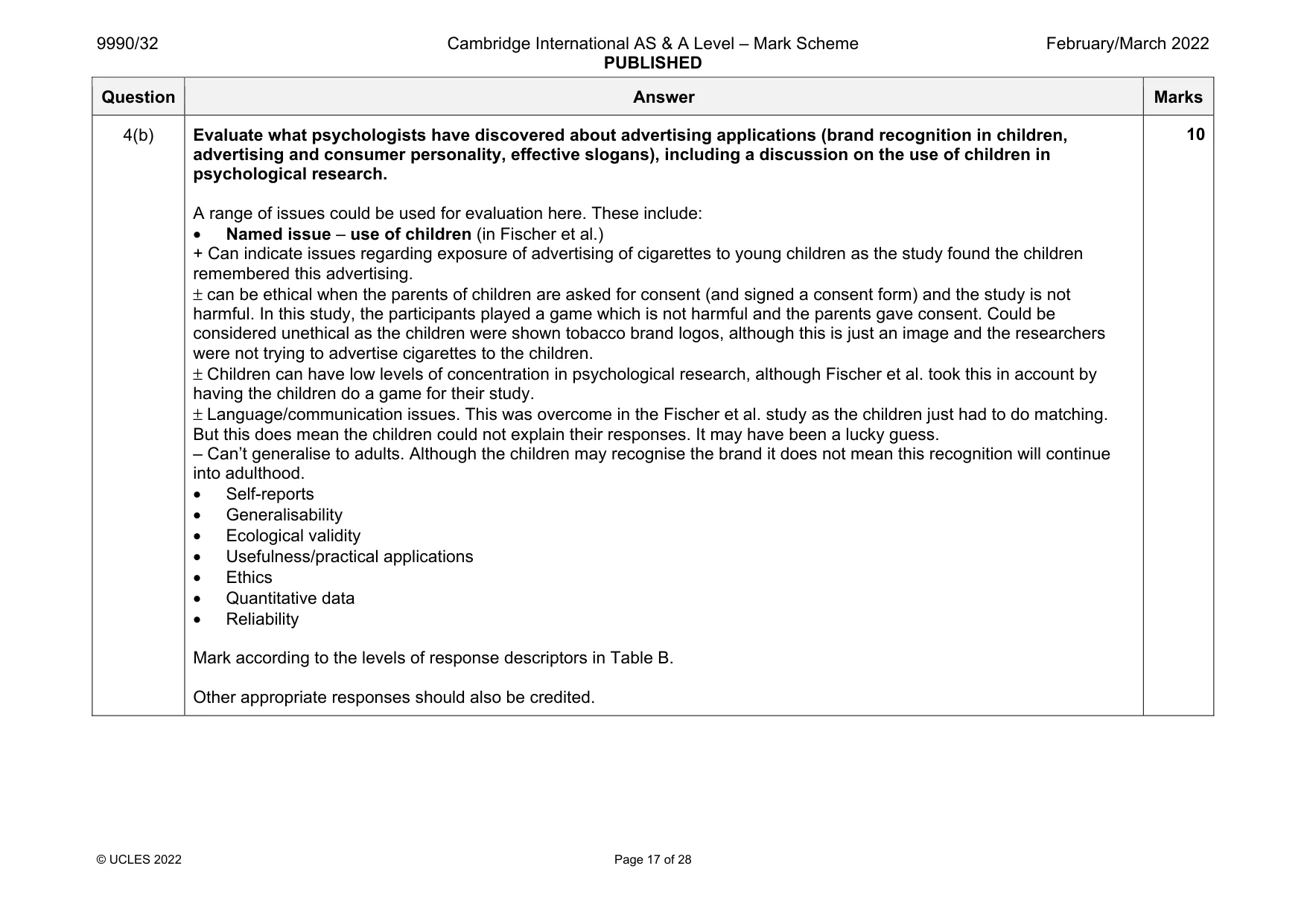 Mark scheme, page 17 of 28