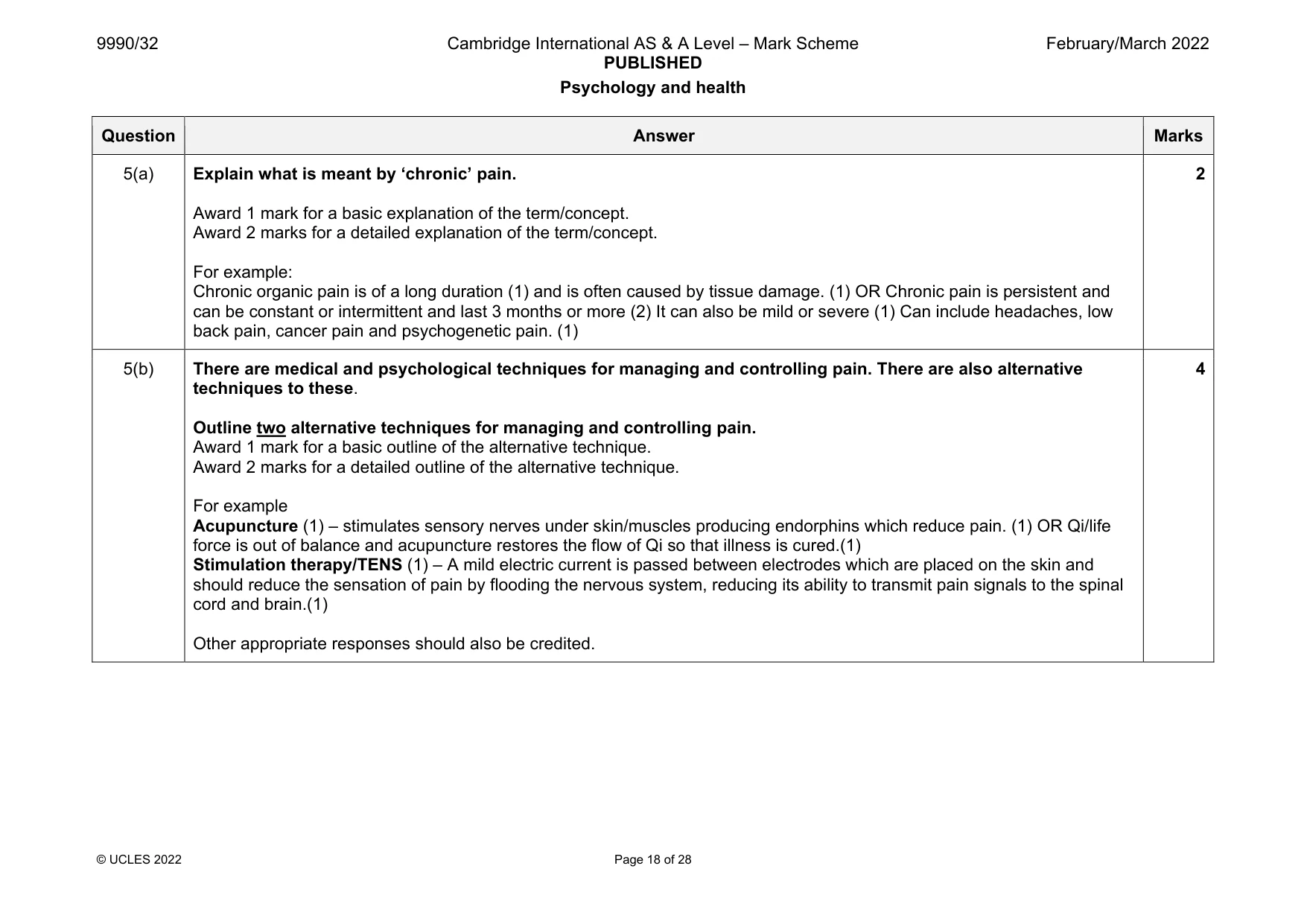 Mark scheme, page 18 of 28