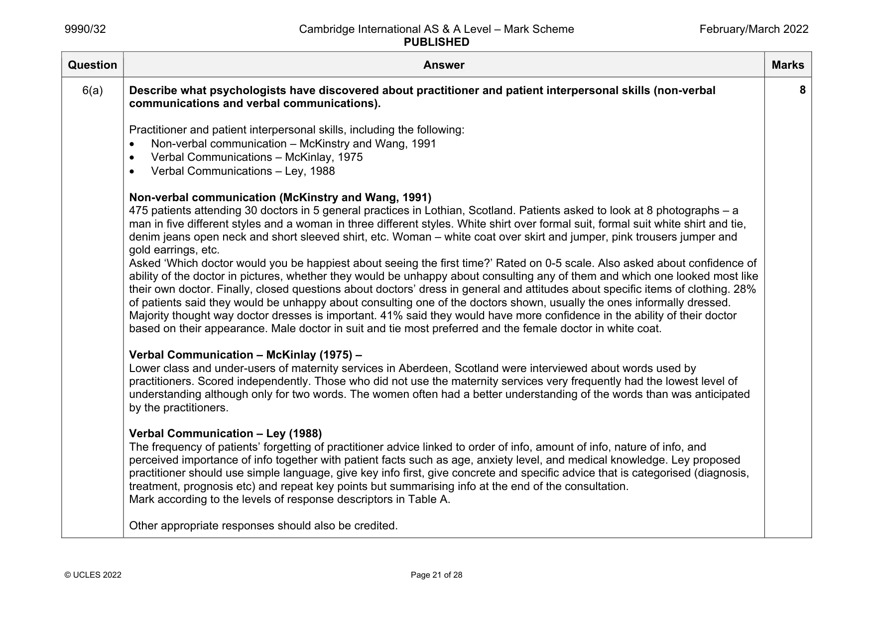 Mark scheme, page 21 of 28