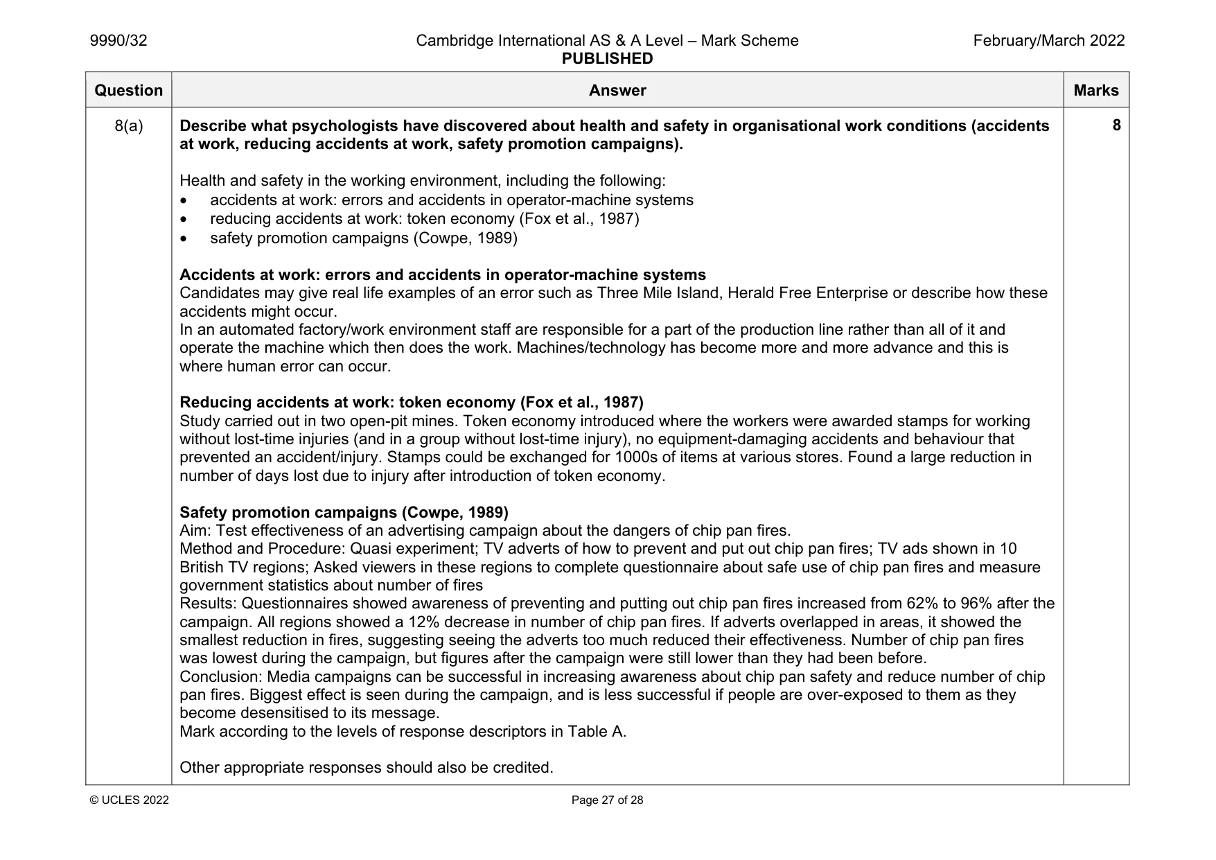 Mark scheme, page 27 of 28