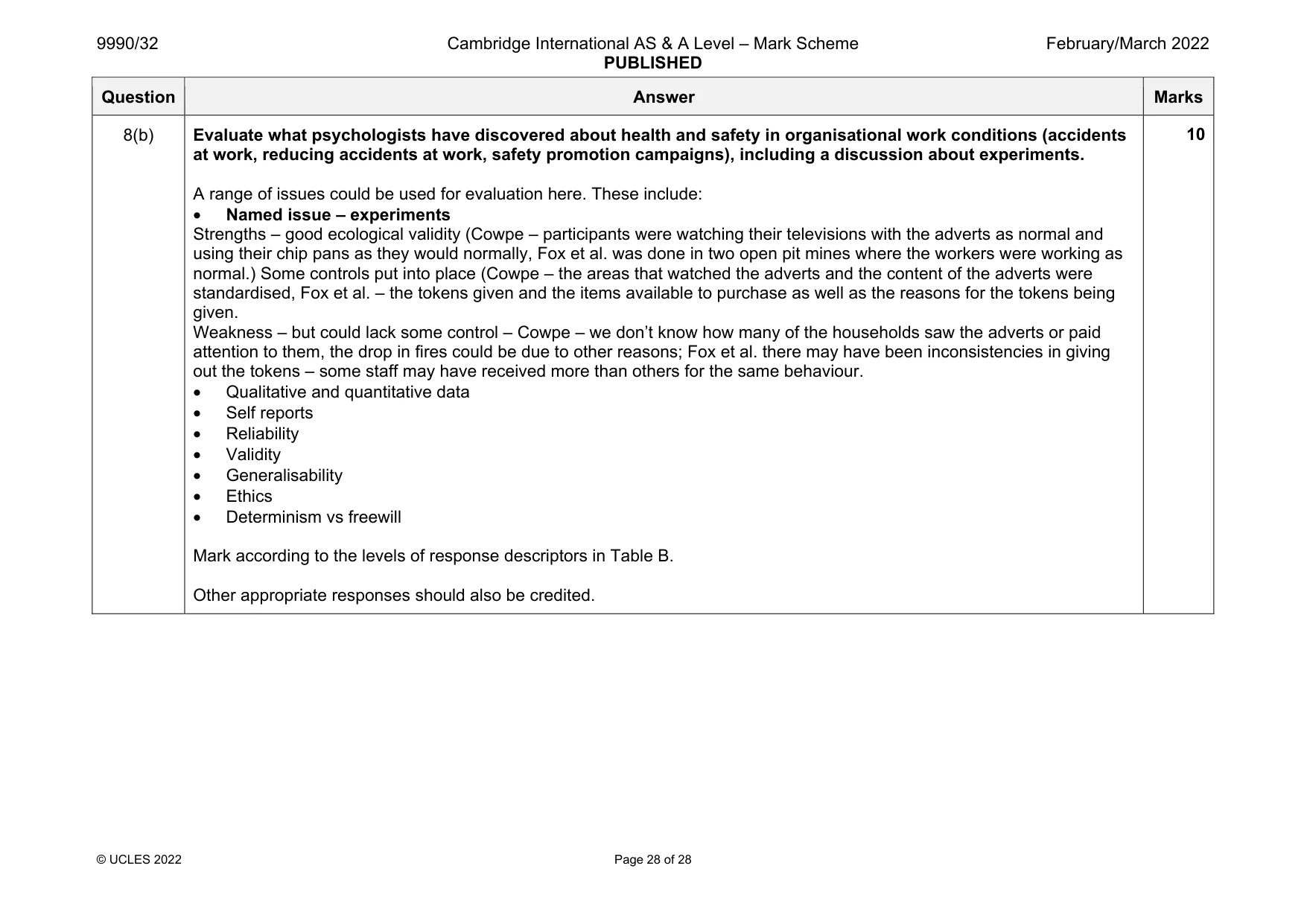 Mark scheme, page 28 of 28