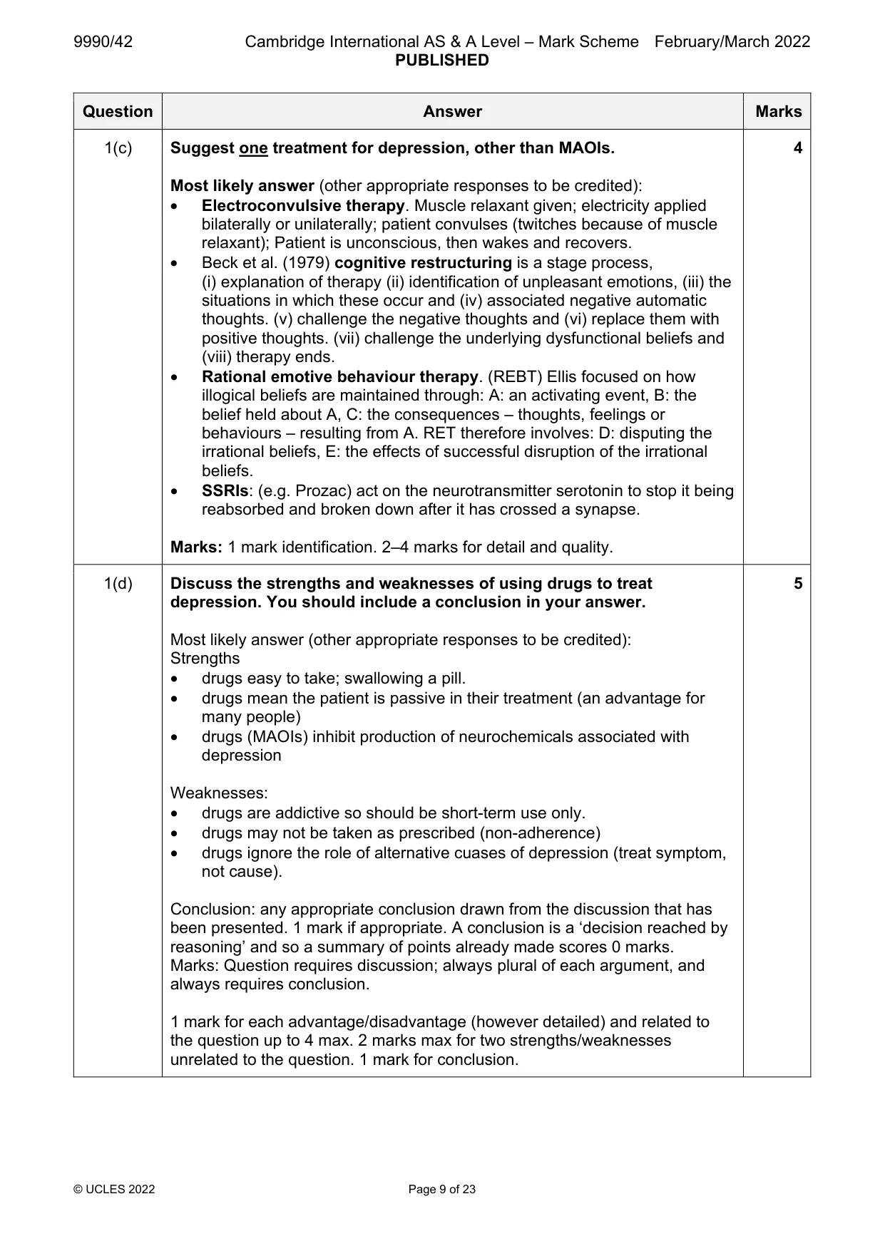 Mark scheme, page 9 of 23