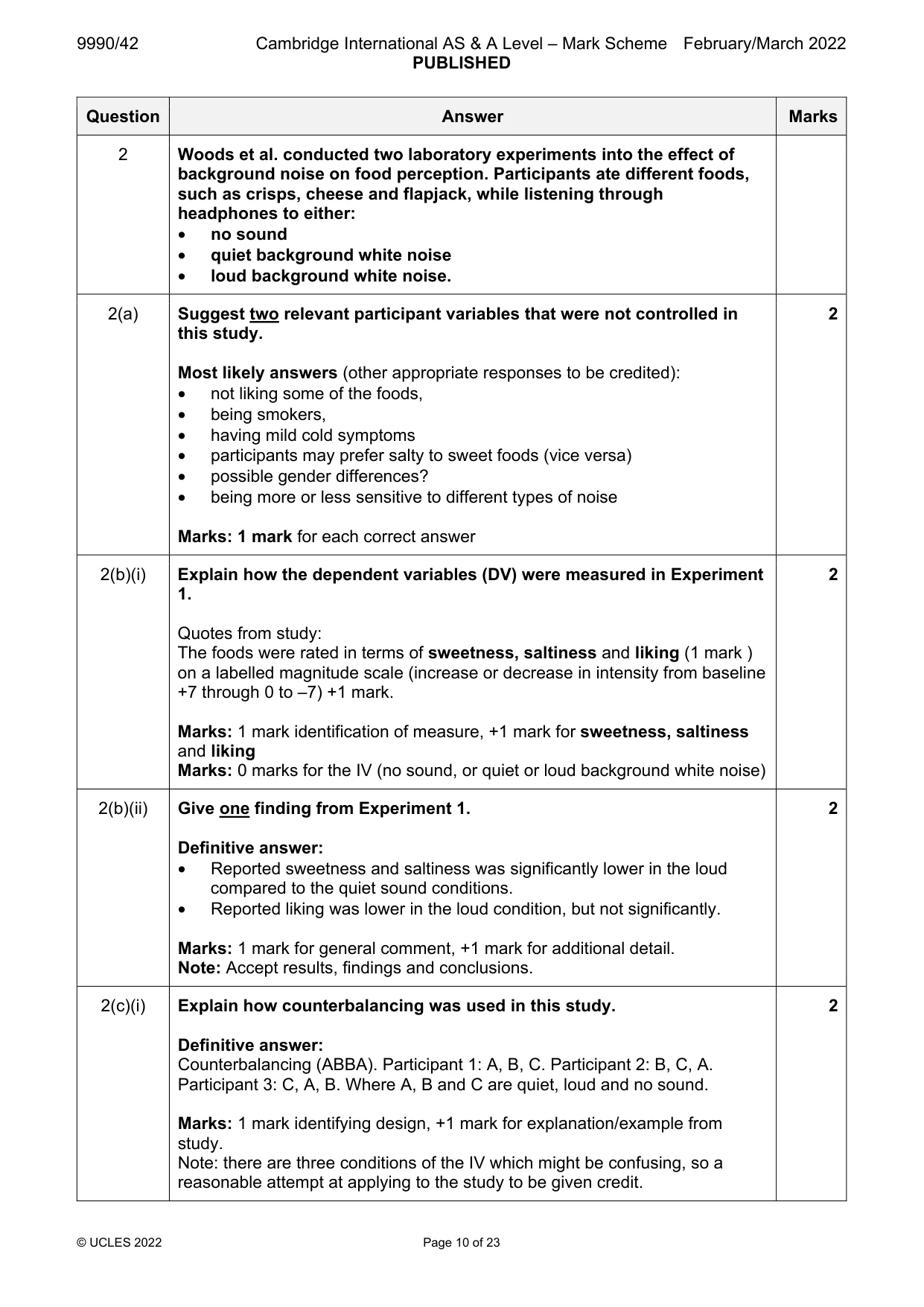 Mark scheme, page 10 of 23