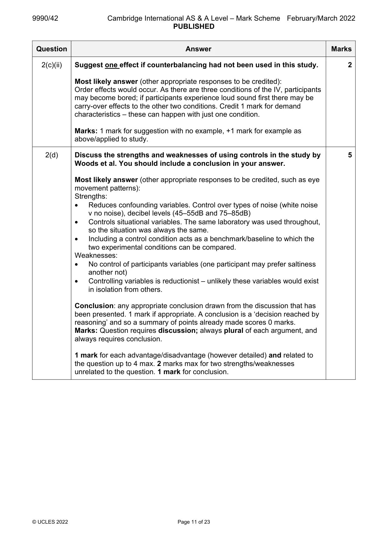 Mark scheme, page 11 of 23