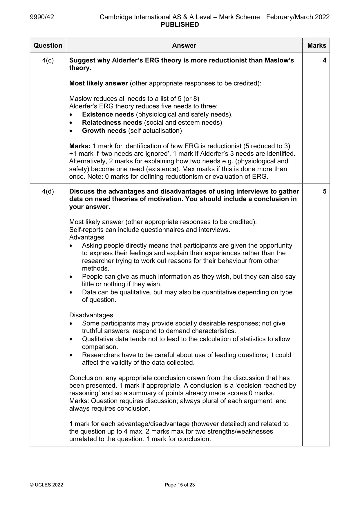 Mark scheme, page 15 of 23