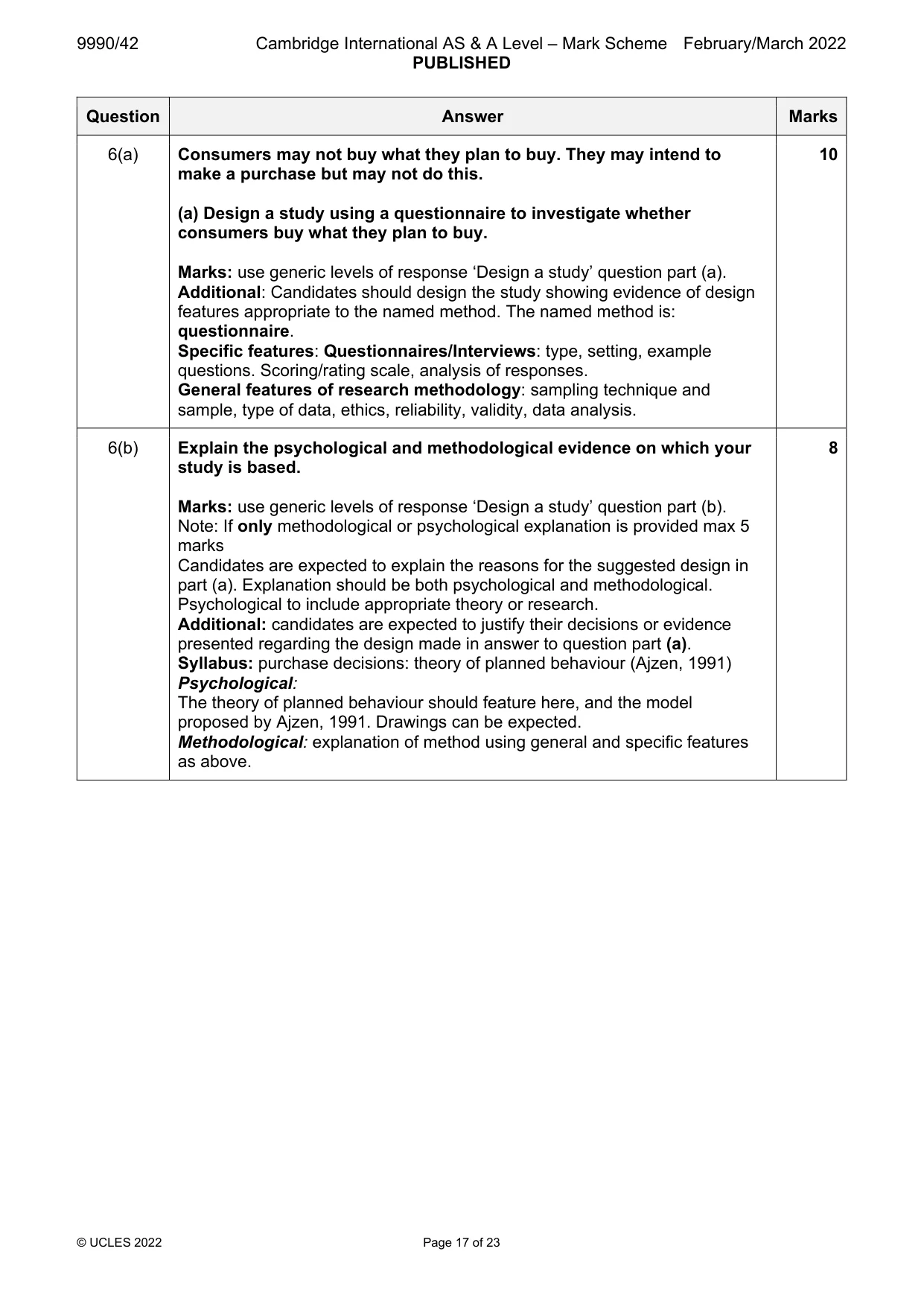 Mark scheme, page 17 of 23