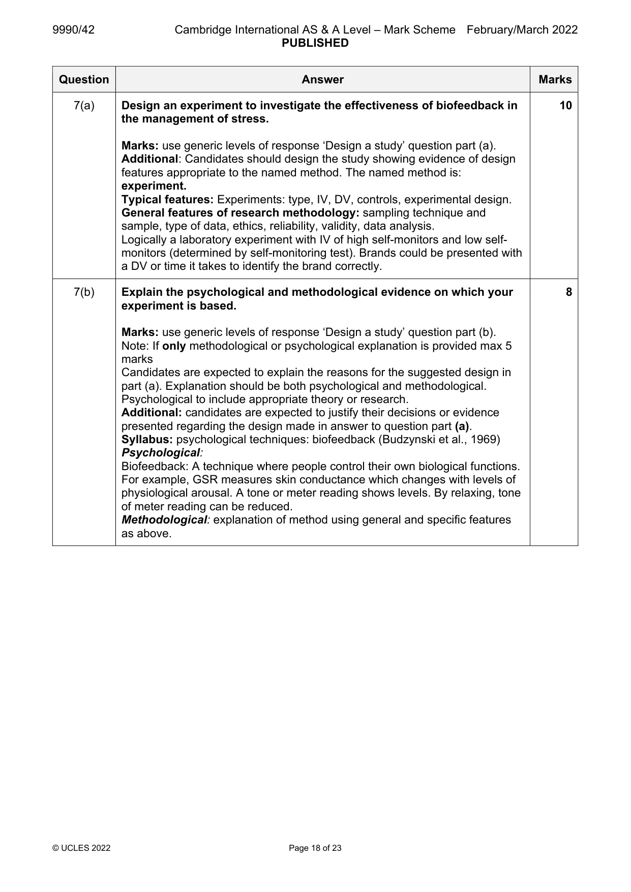 Mark scheme, page 18 of 23