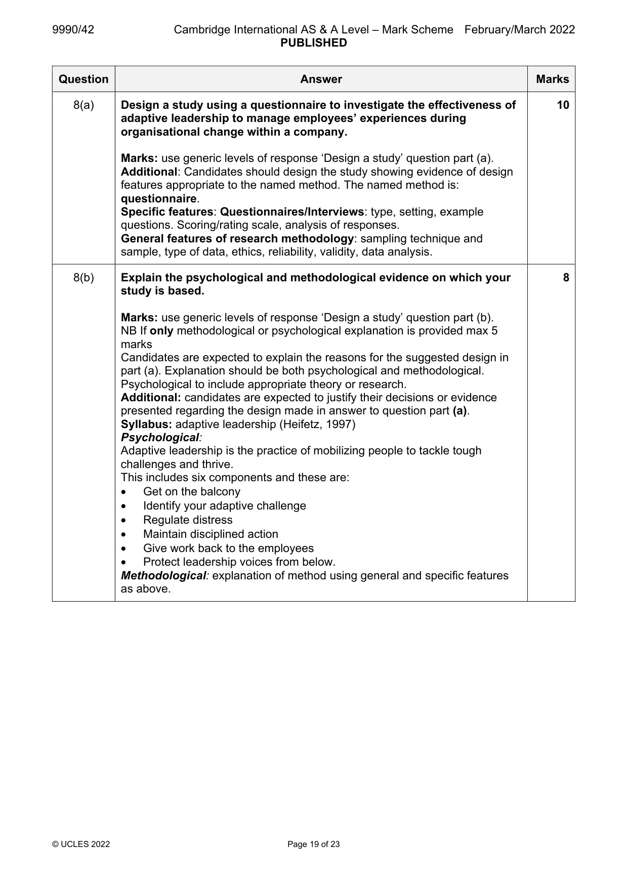 Mark scheme, page 19 of 23
