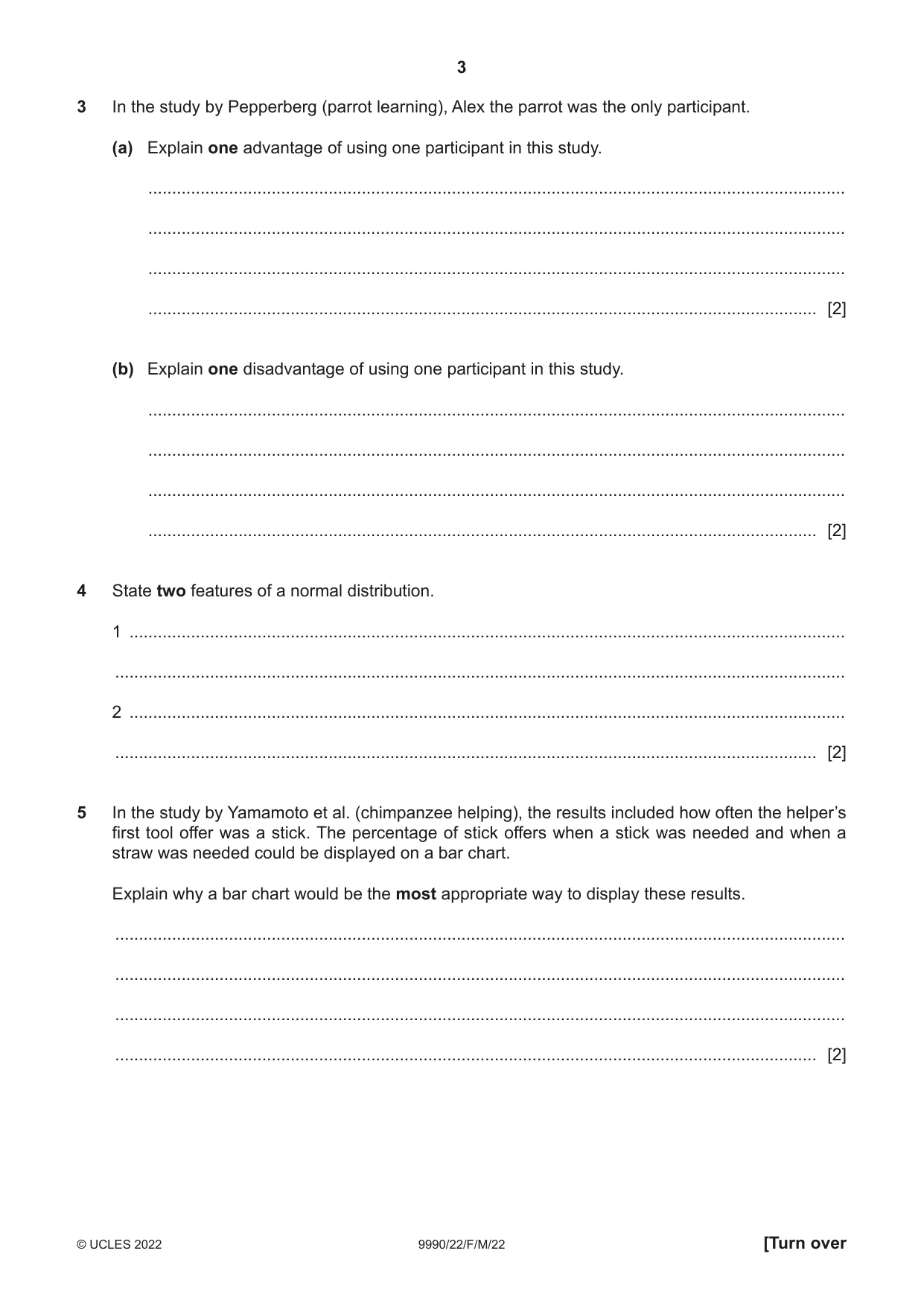 Cambridge A Level Psychology (from 2018) 9990 2022 Feb/March Paper 2 · Variant 2 question paper, page 3 of 12