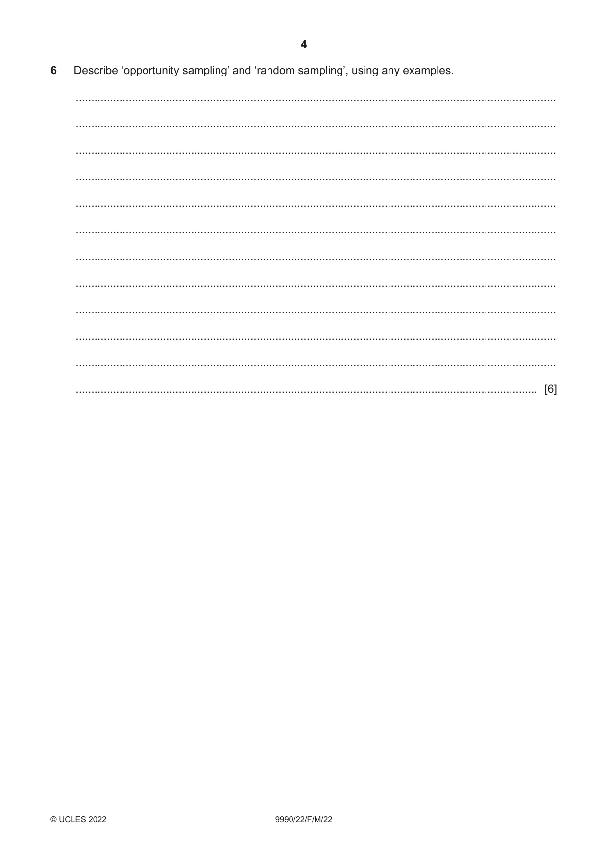 Cambridge A Level Psychology (from 2018) 9990 2022 Feb/March Paper 2 · Variant 2 question paper, page 4 of 12
