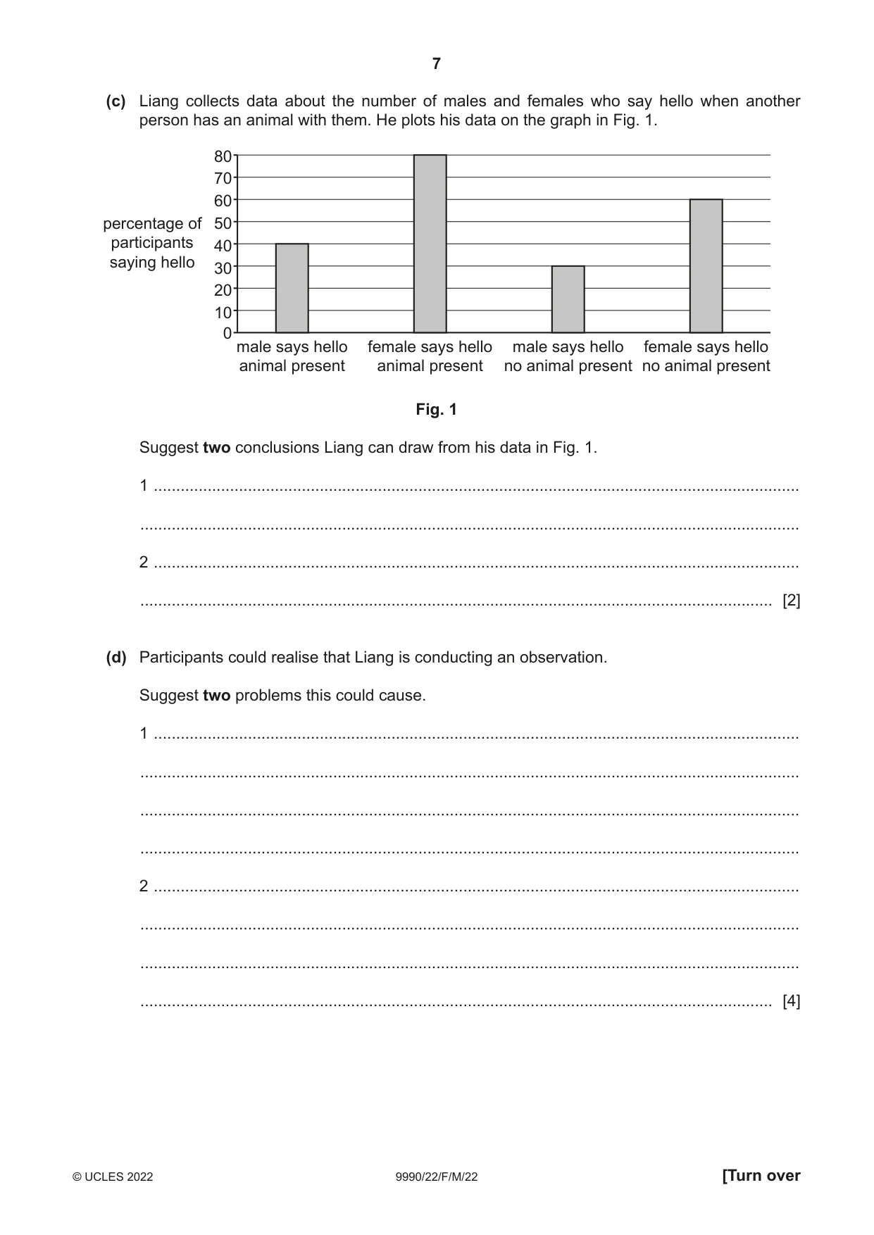 Cambridge A Level Psychology (from 2018) 9990 2022 Feb/March Paper 2 · Variant 2 question paper, page 7 of 12