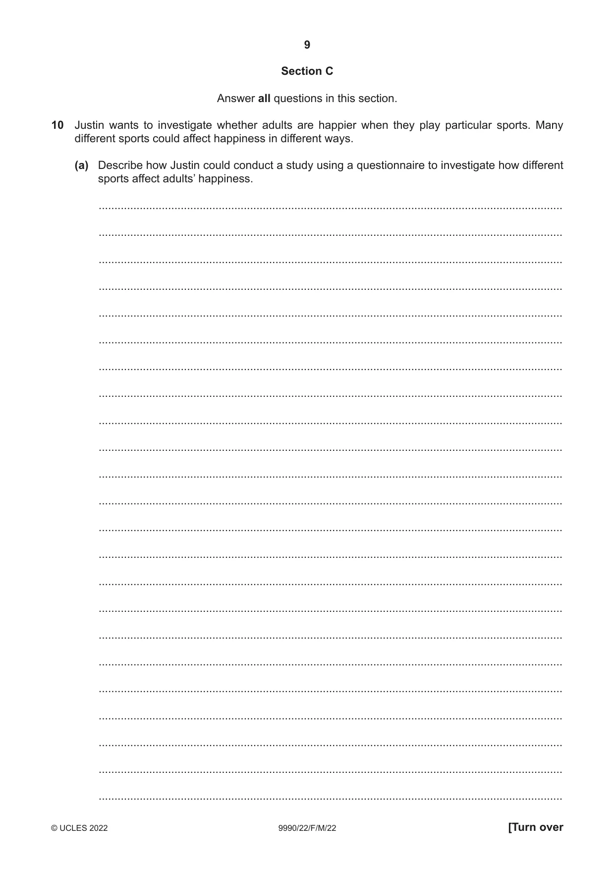 Cambridge A Level Psychology (from 2018) 9990 2022 Feb/March Paper 2 · Variant 2 question paper, page 9 of 12