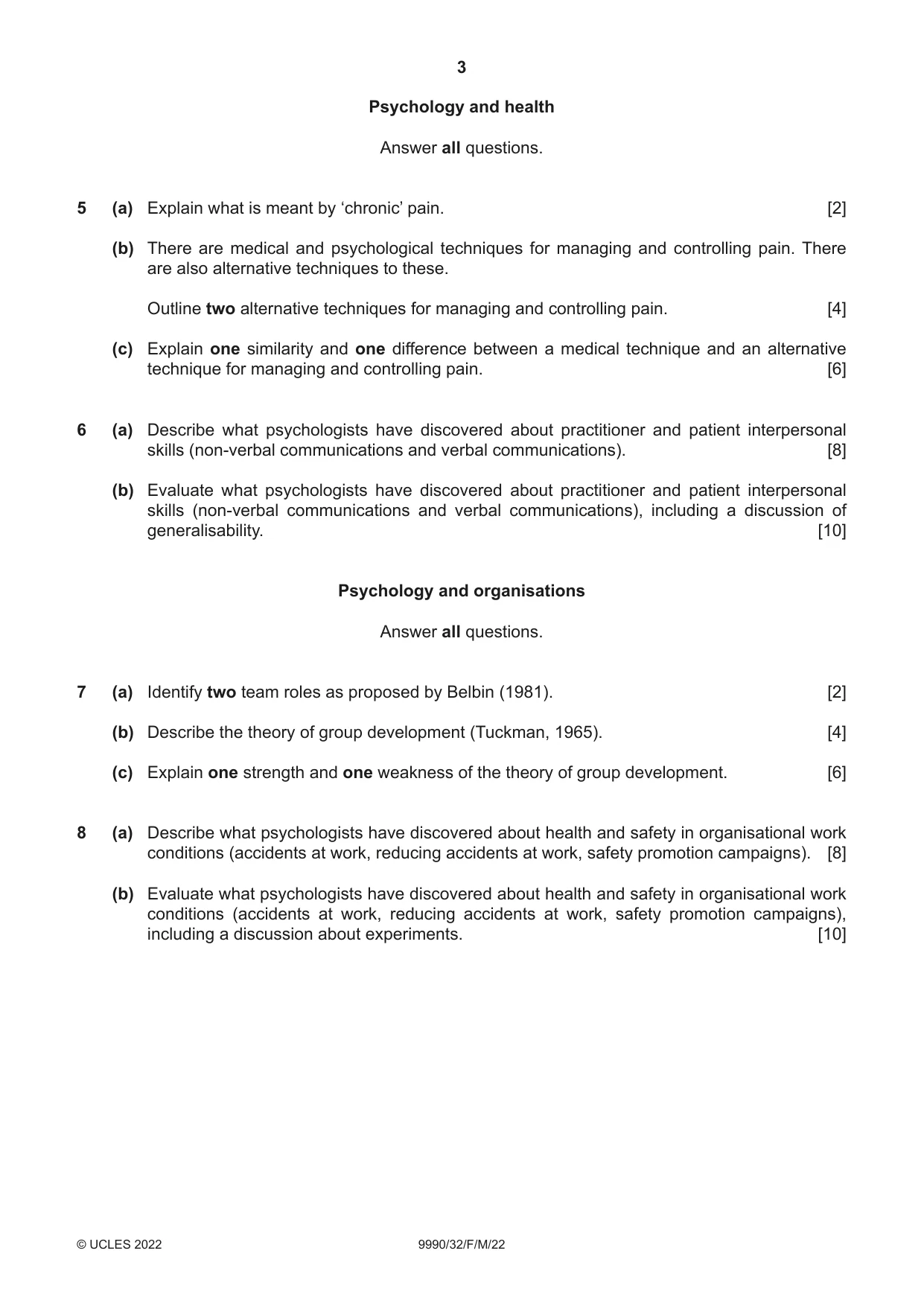 Cambridge A Level Psychology (from 2018) 9990 2022 Feb/March Paper 3 · Variant 2 question paper, page 3 of 4