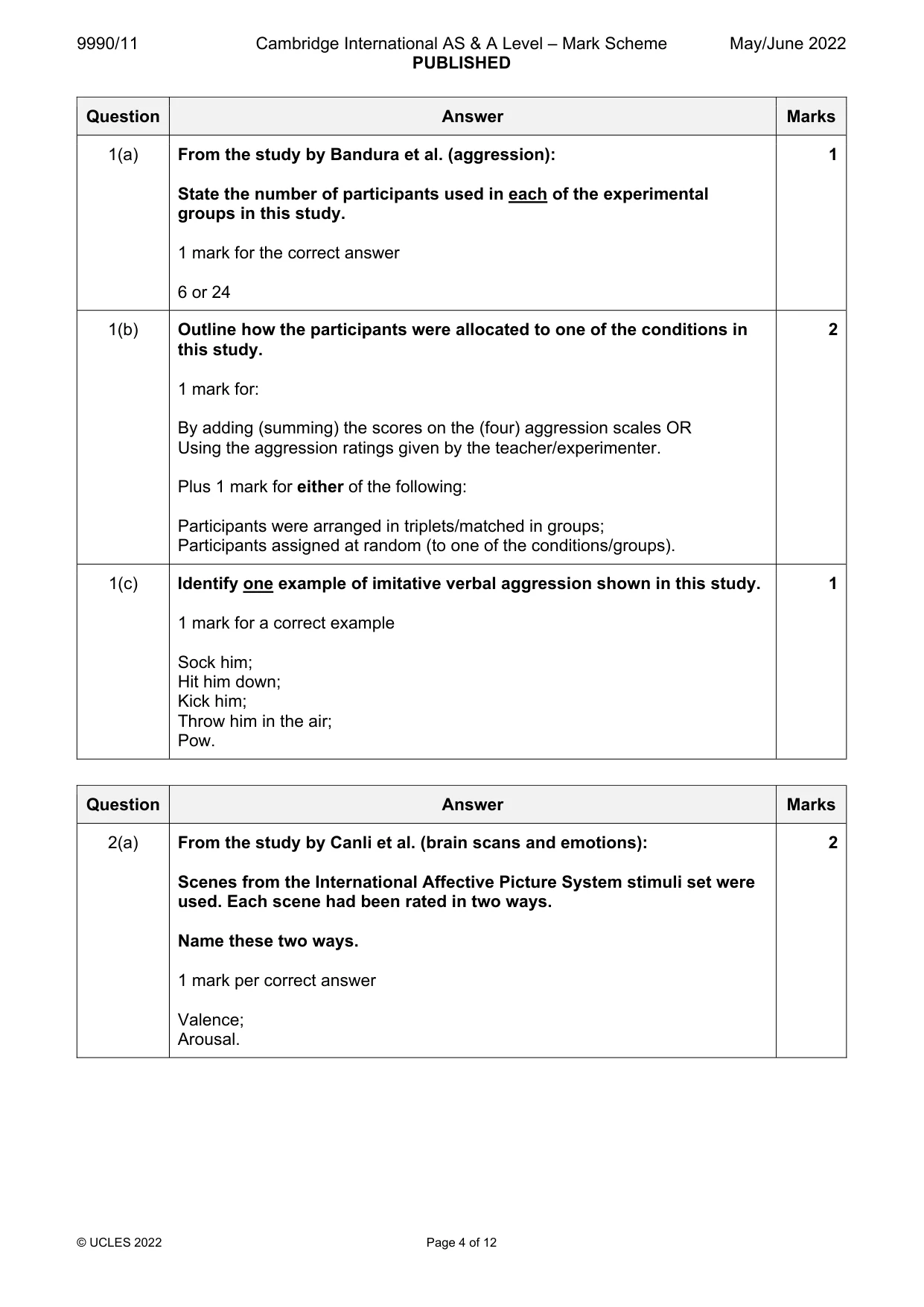 Mark scheme, page 4 of 12
