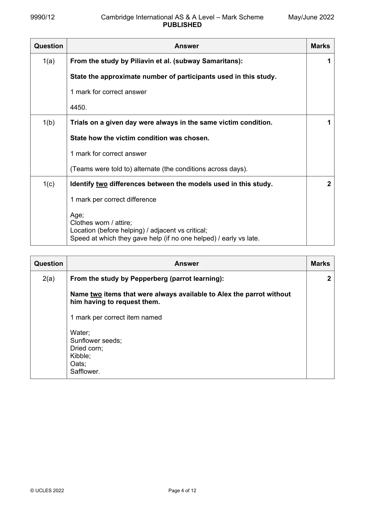 Mark scheme, page 4 of 12