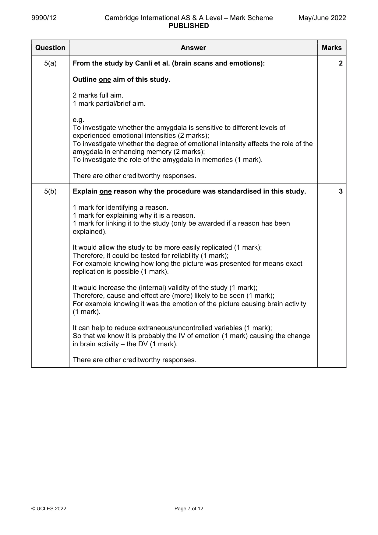 Mark scheme, page 7 of 12