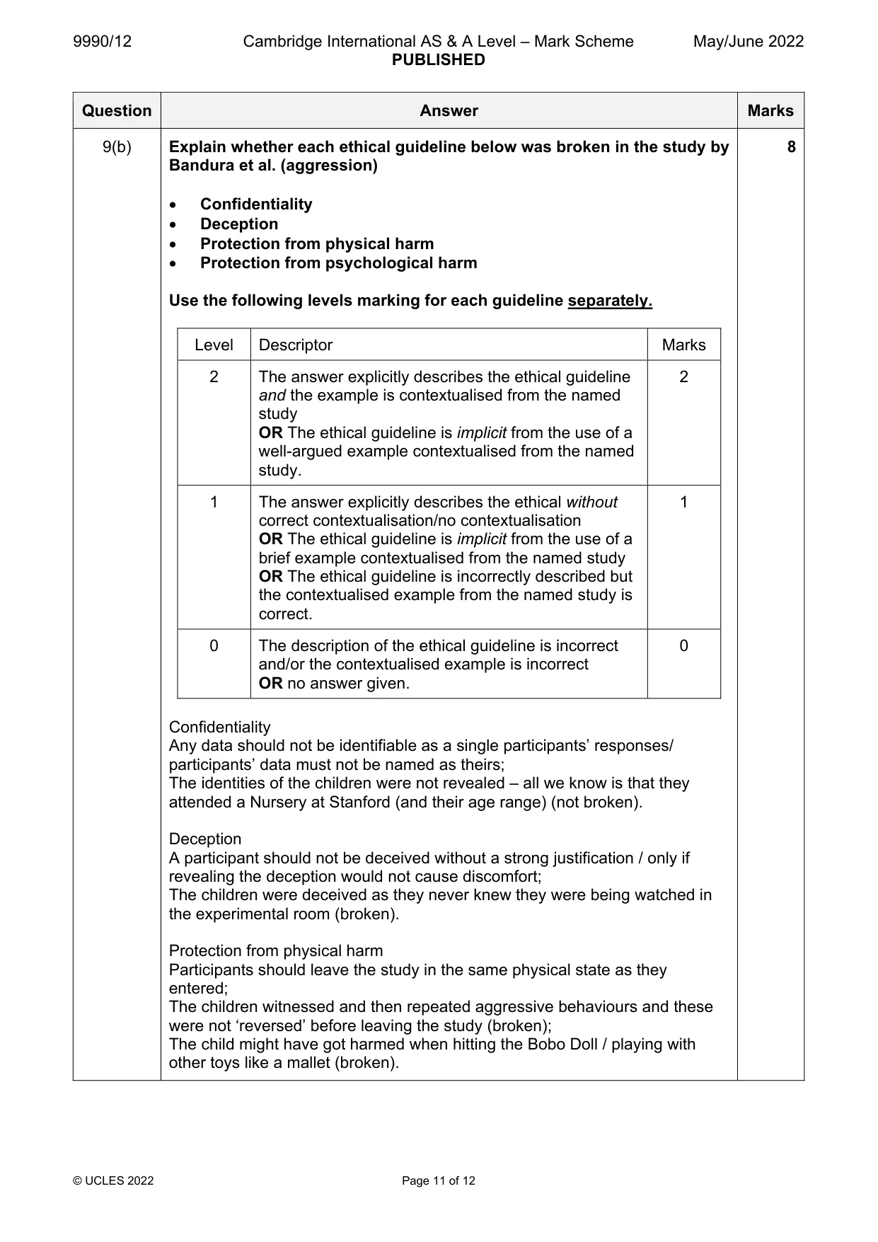 Mark scheme, page 11 of 12