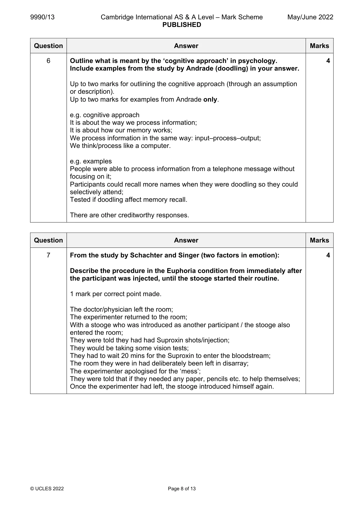Mark scheme, page 8 of 13