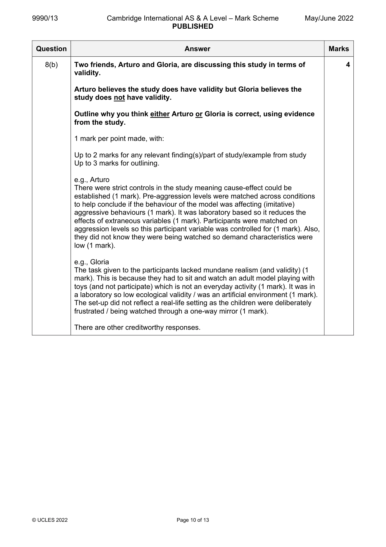 Mark scheme, page 10 of 13