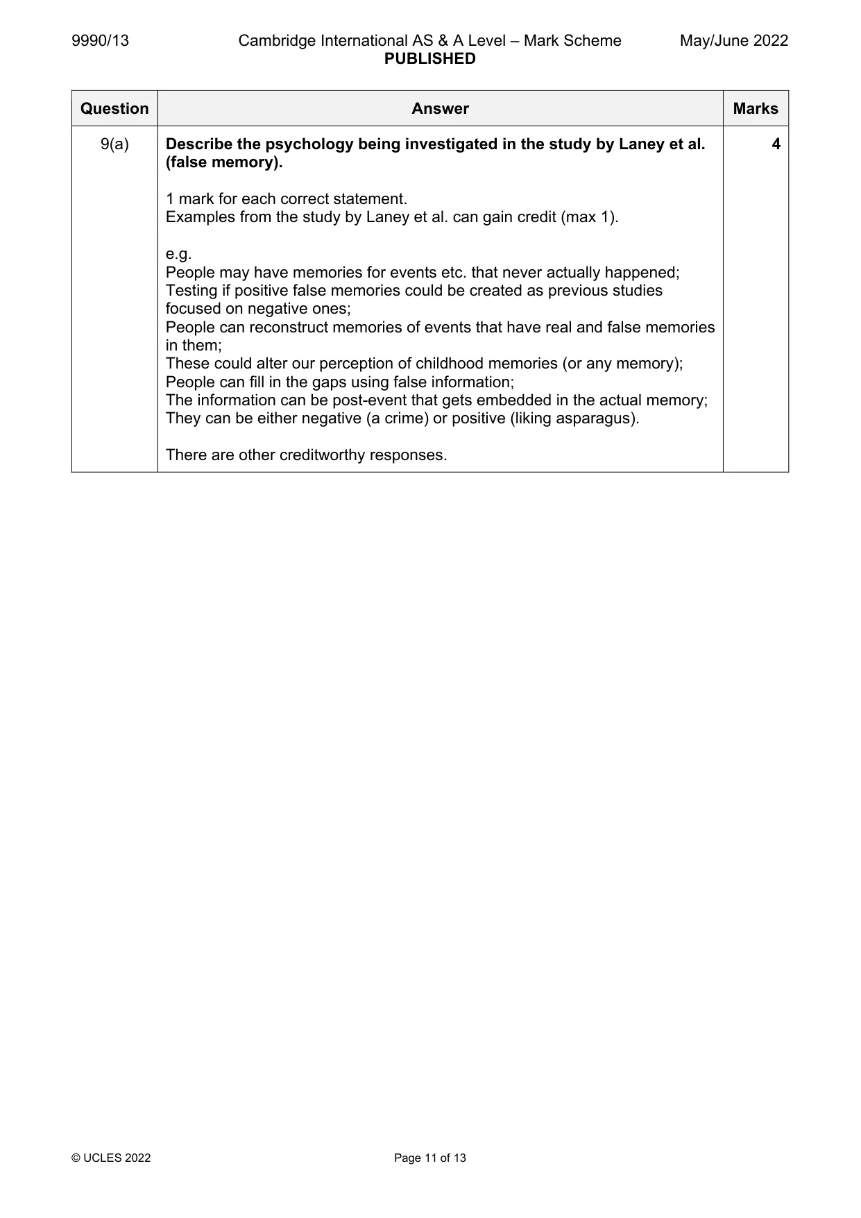 Mark scheme, page 11 of 13