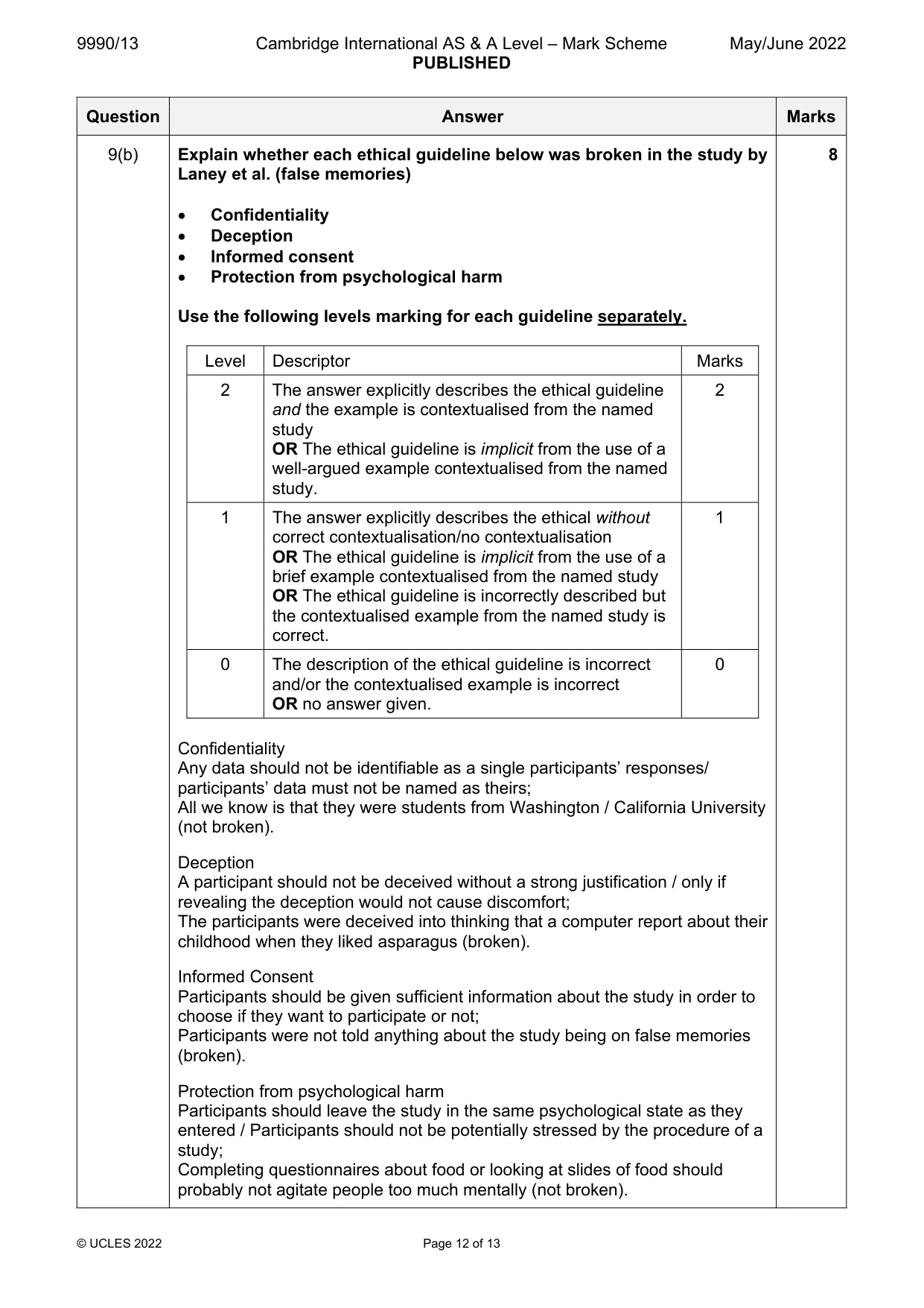 Mark scheme, page 12 of 13