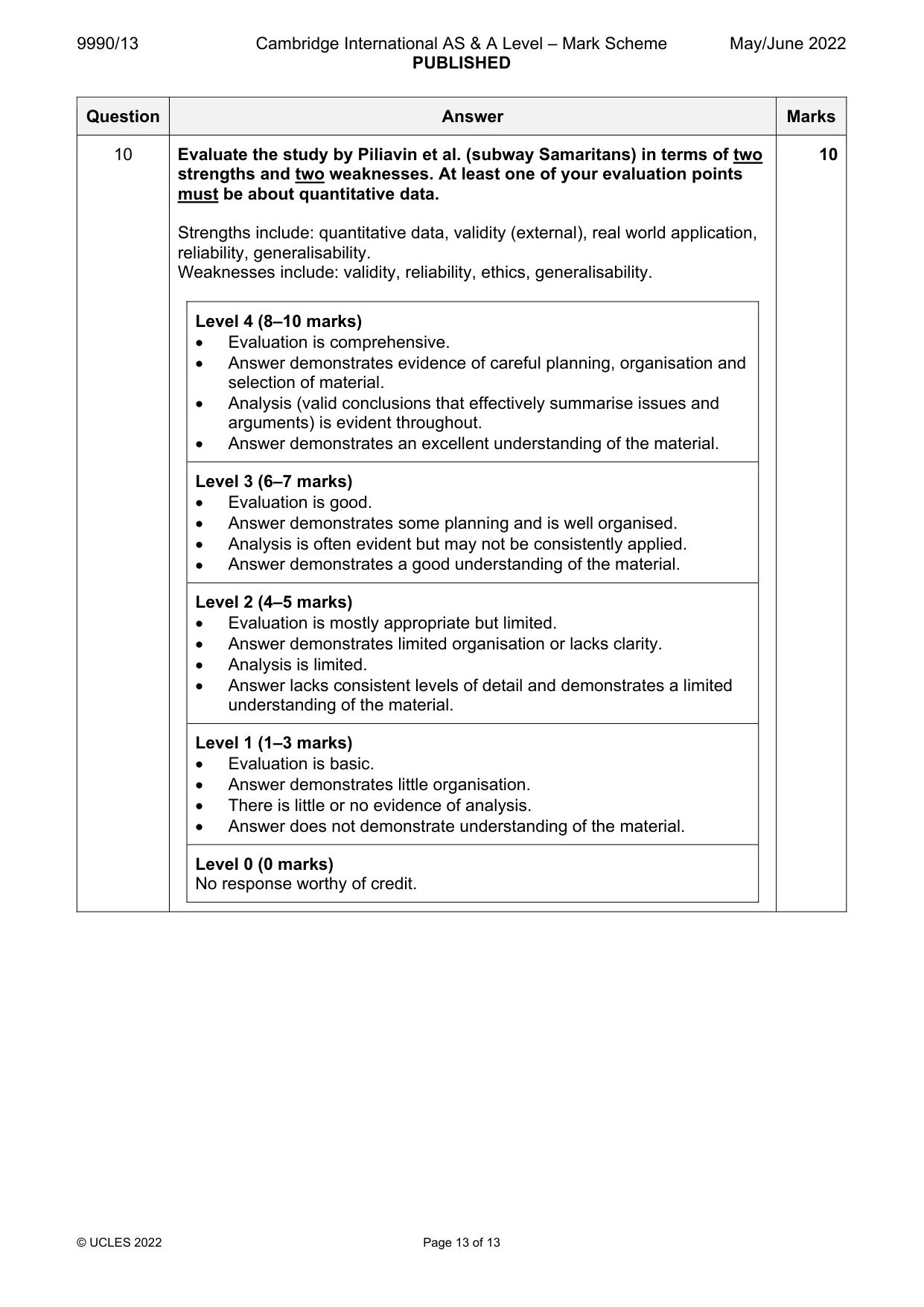 Mark scheme, page 13 of 13