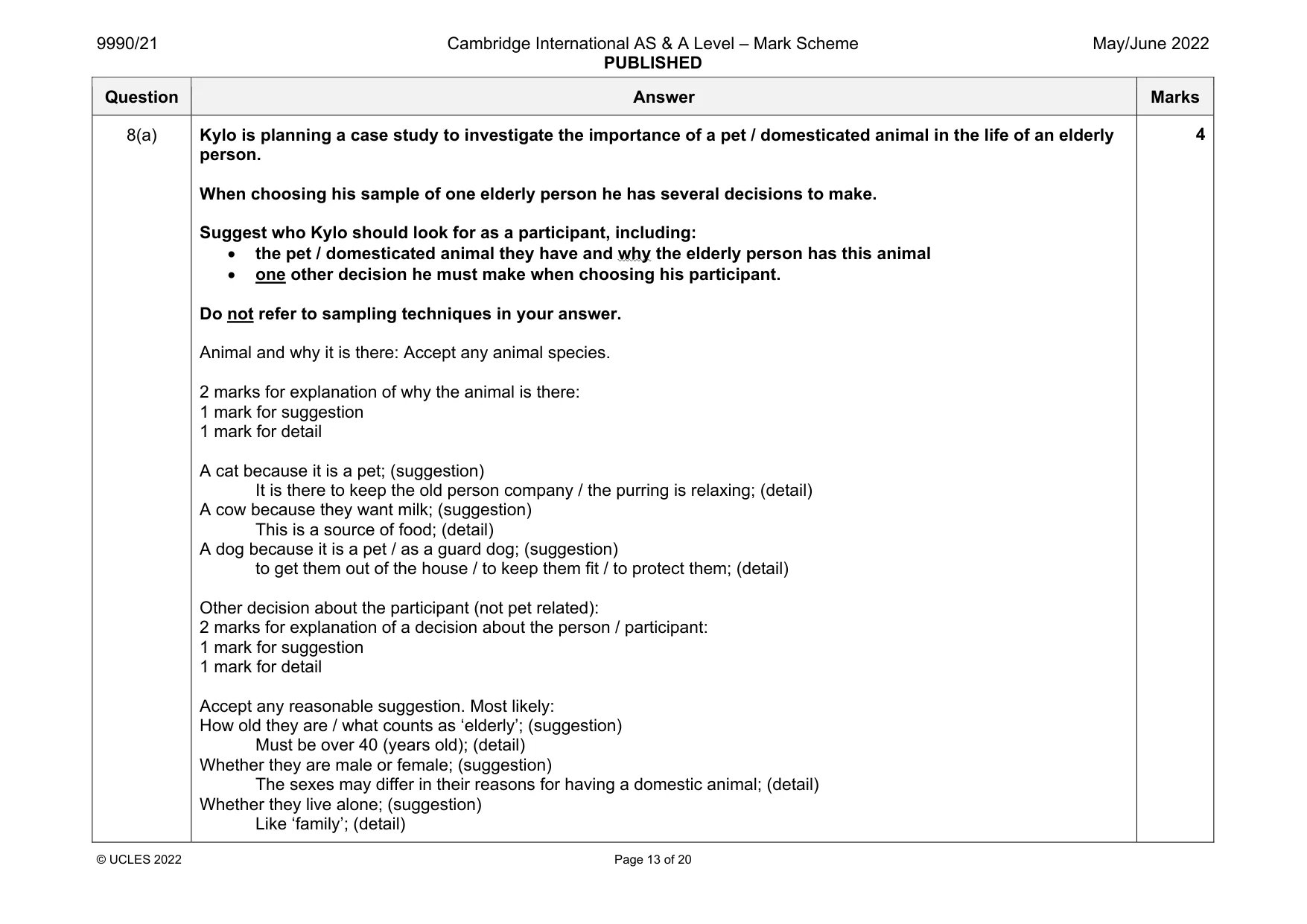 Mark scheme, page 13 of 20