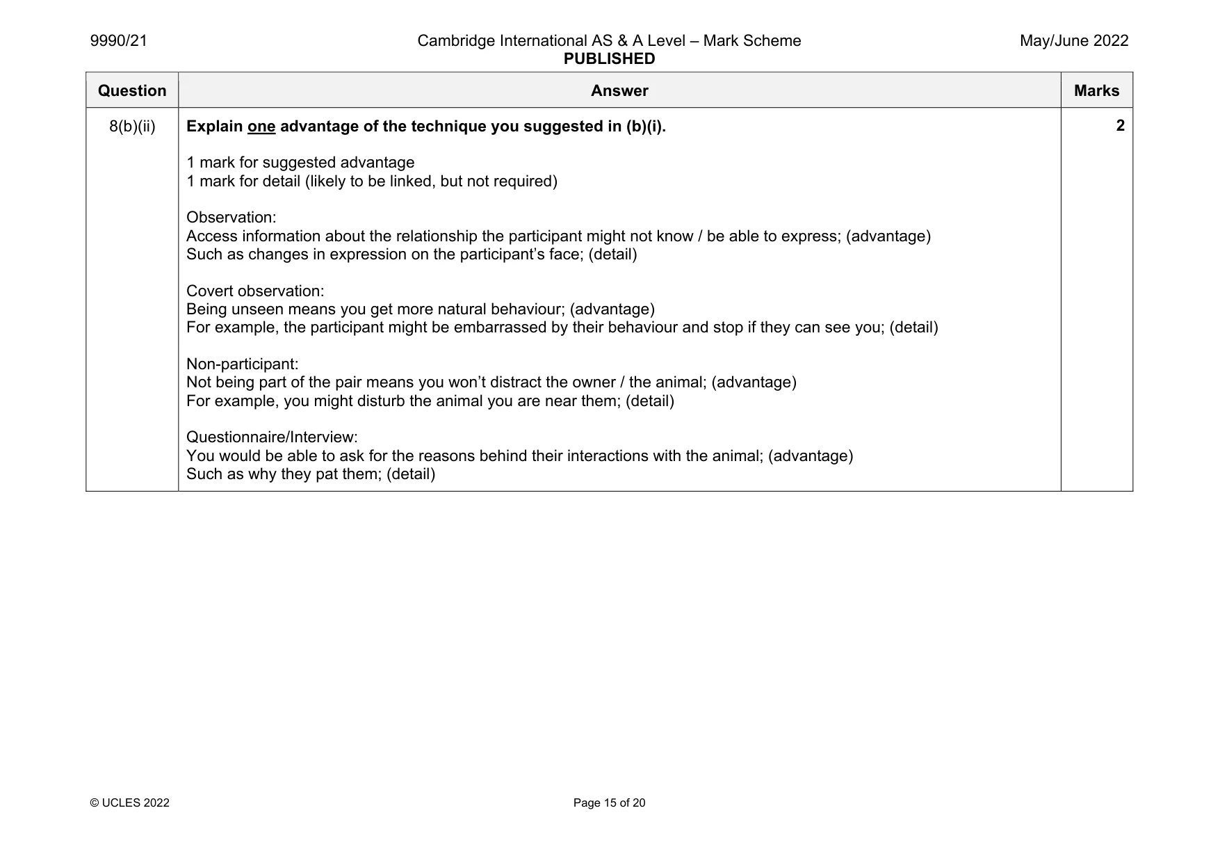 Mark scheme, page 15 of 20