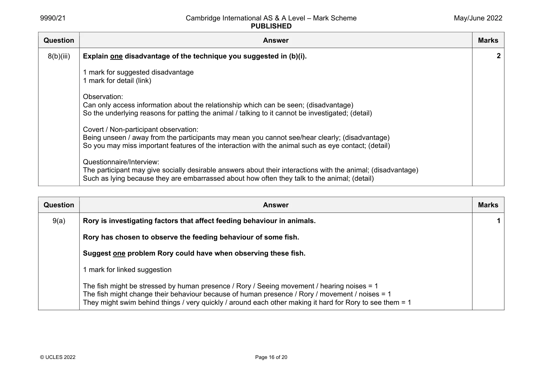 Mark scheme, page 16 of 20