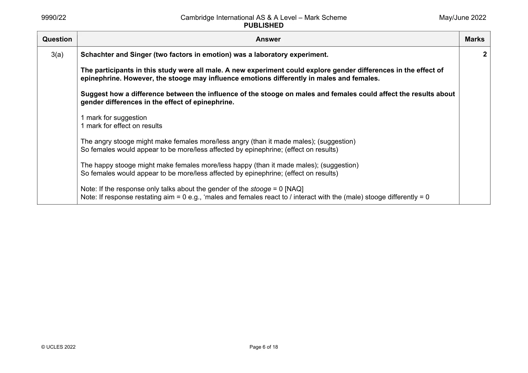 Mark scheme, page 6 of 18