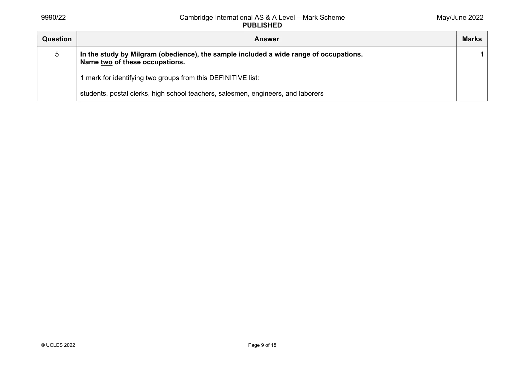 Mark scheme, page 9 of 18