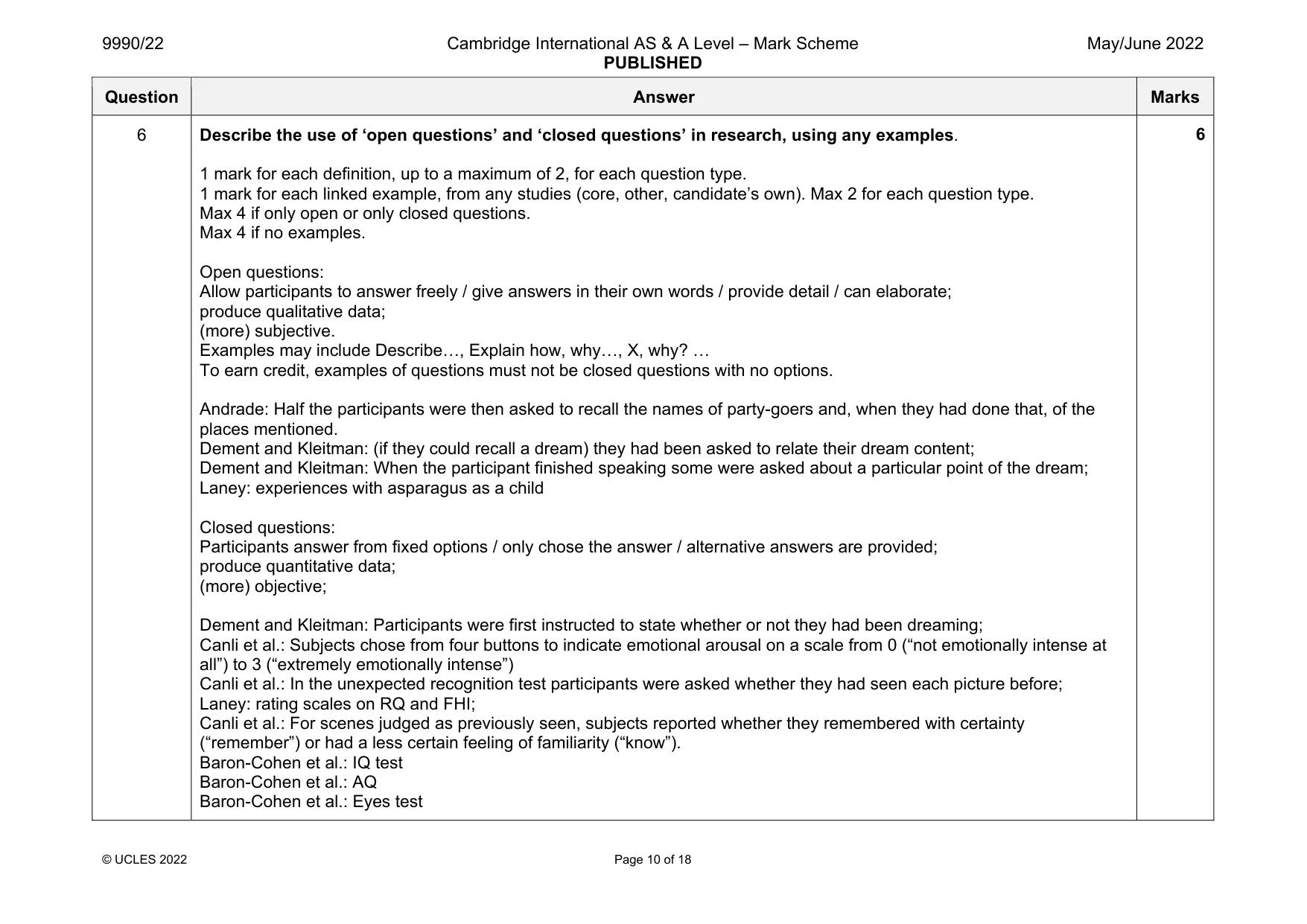 Mark scheme, page 10 of 18