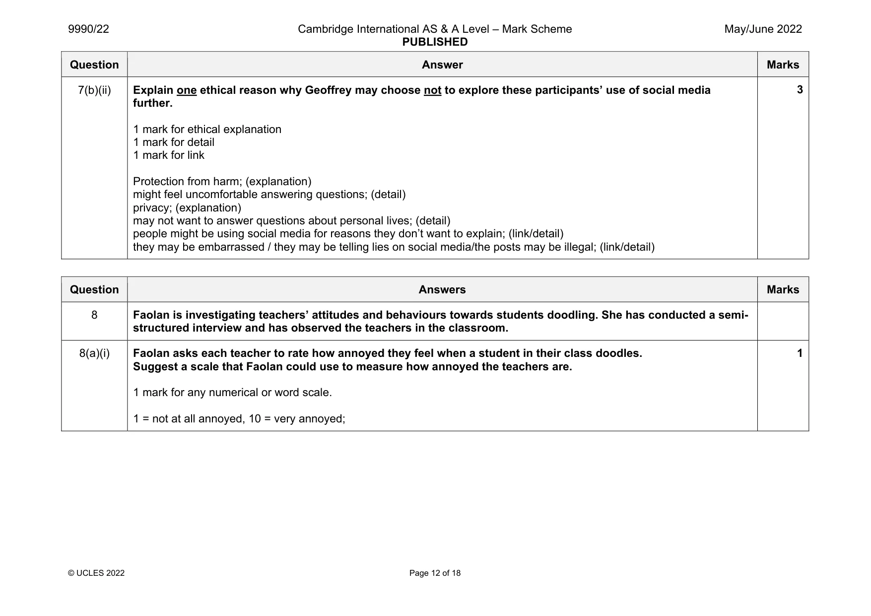 Mark scheme, page 12 of 18