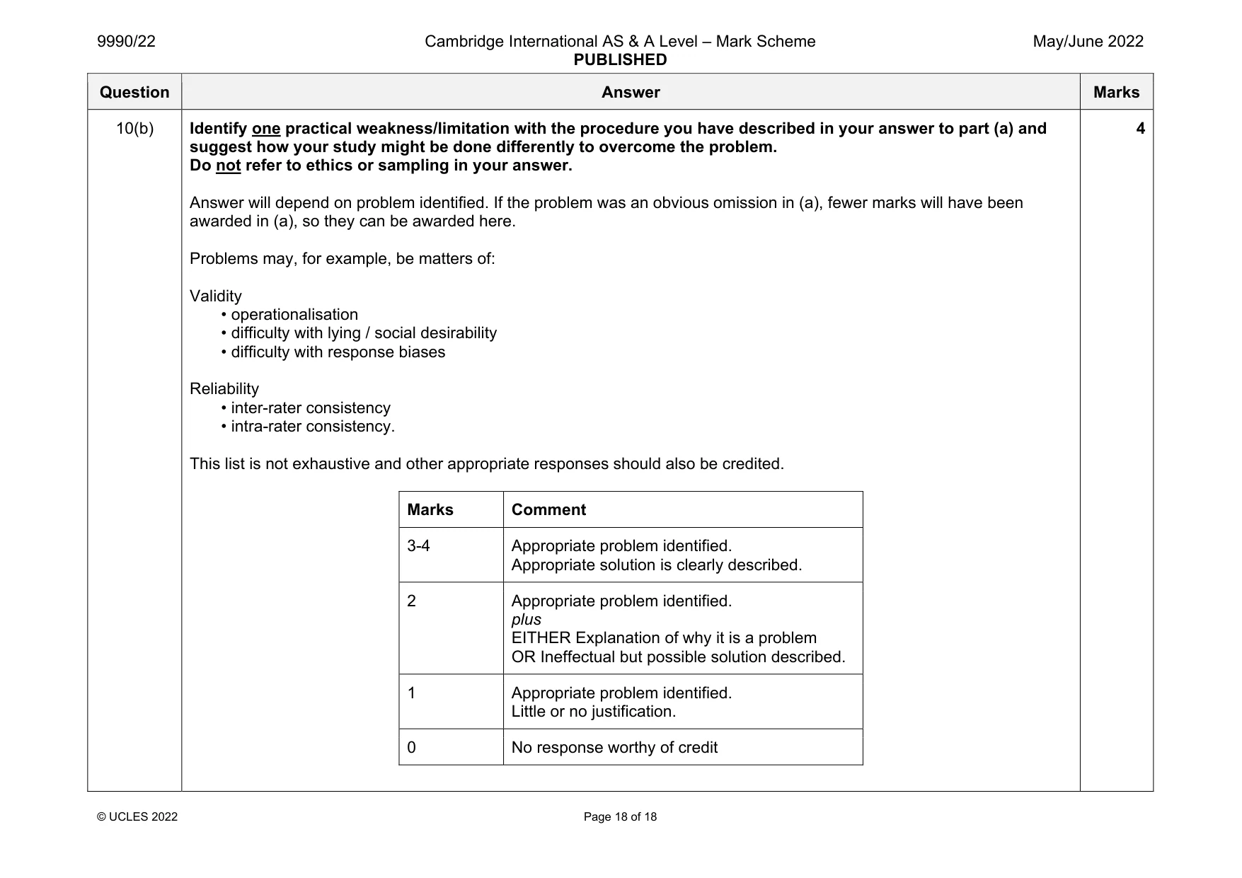 Mark scheme, page 18 of 18