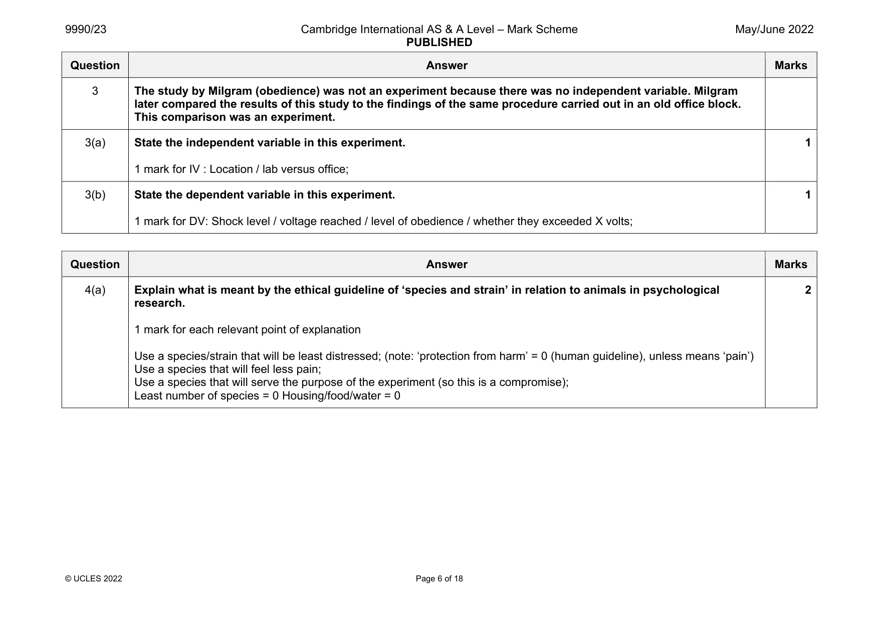 Mark scheme, page 6 of 18