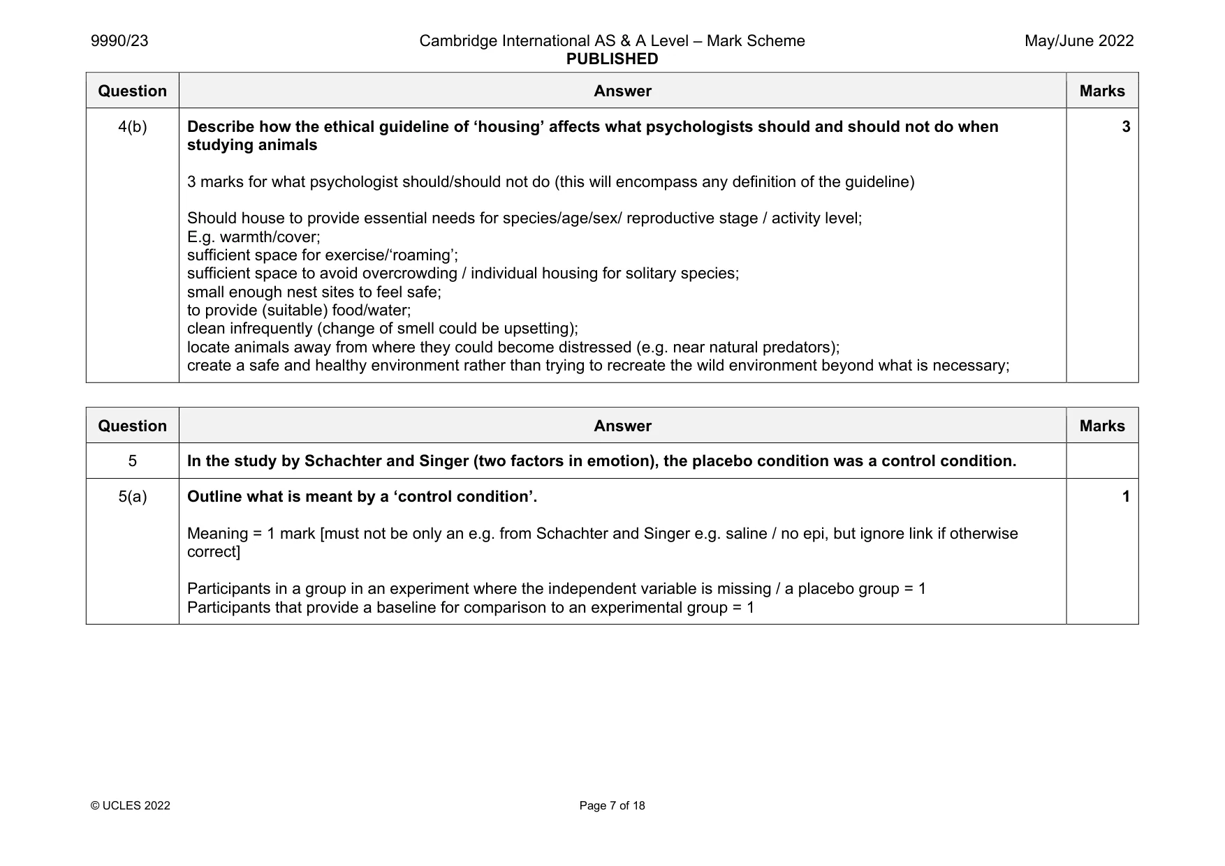 Mark scheme, page 7 of 18
