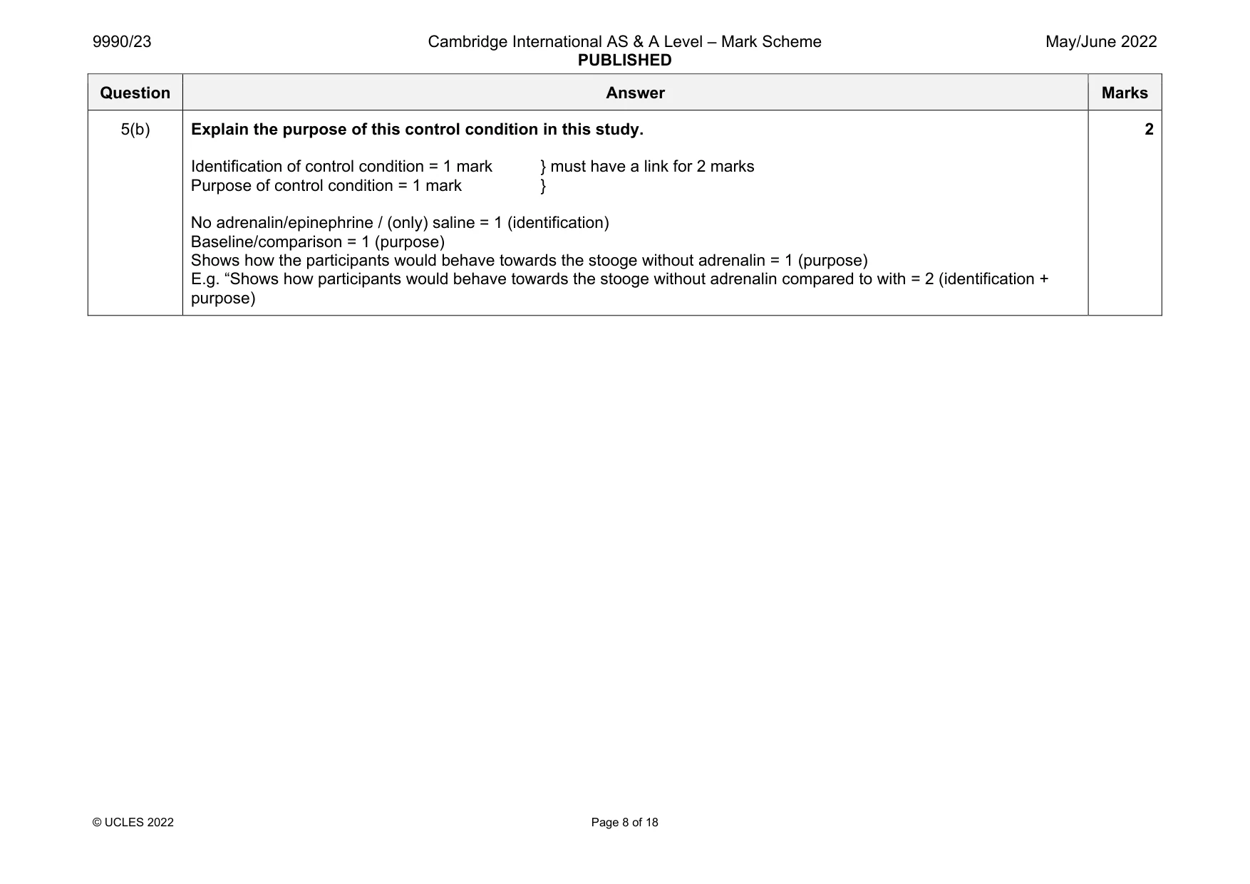 Mark scheme, page 8 of 18