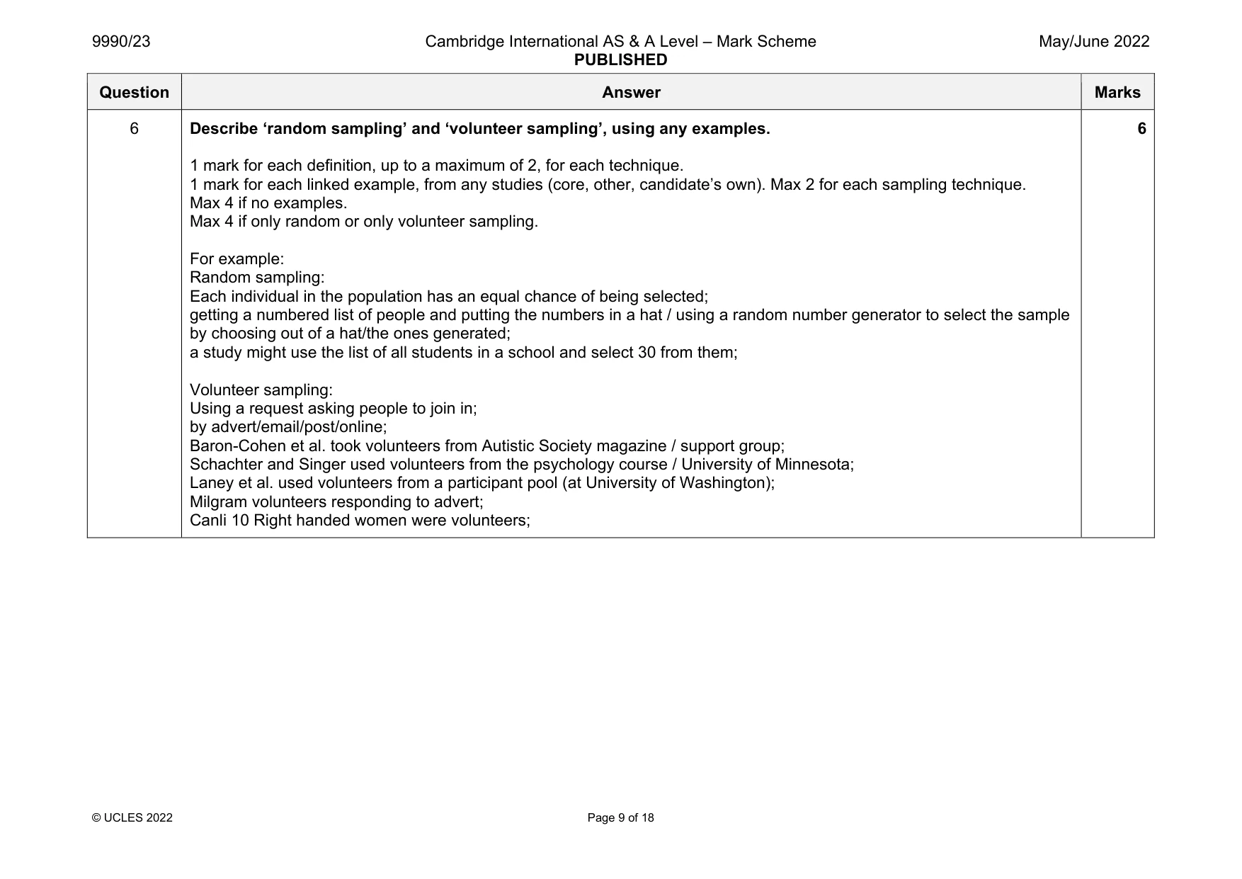 Mark scheme, page 9 of 18