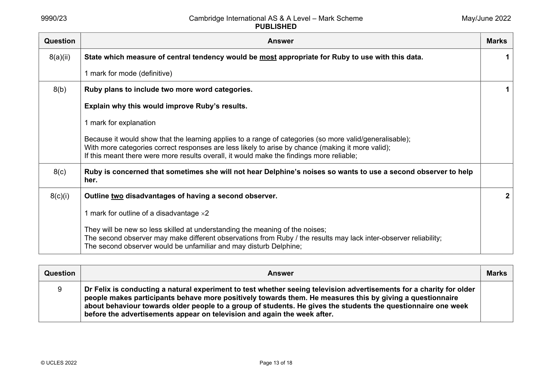 Mark scheme, page 13 of 18
