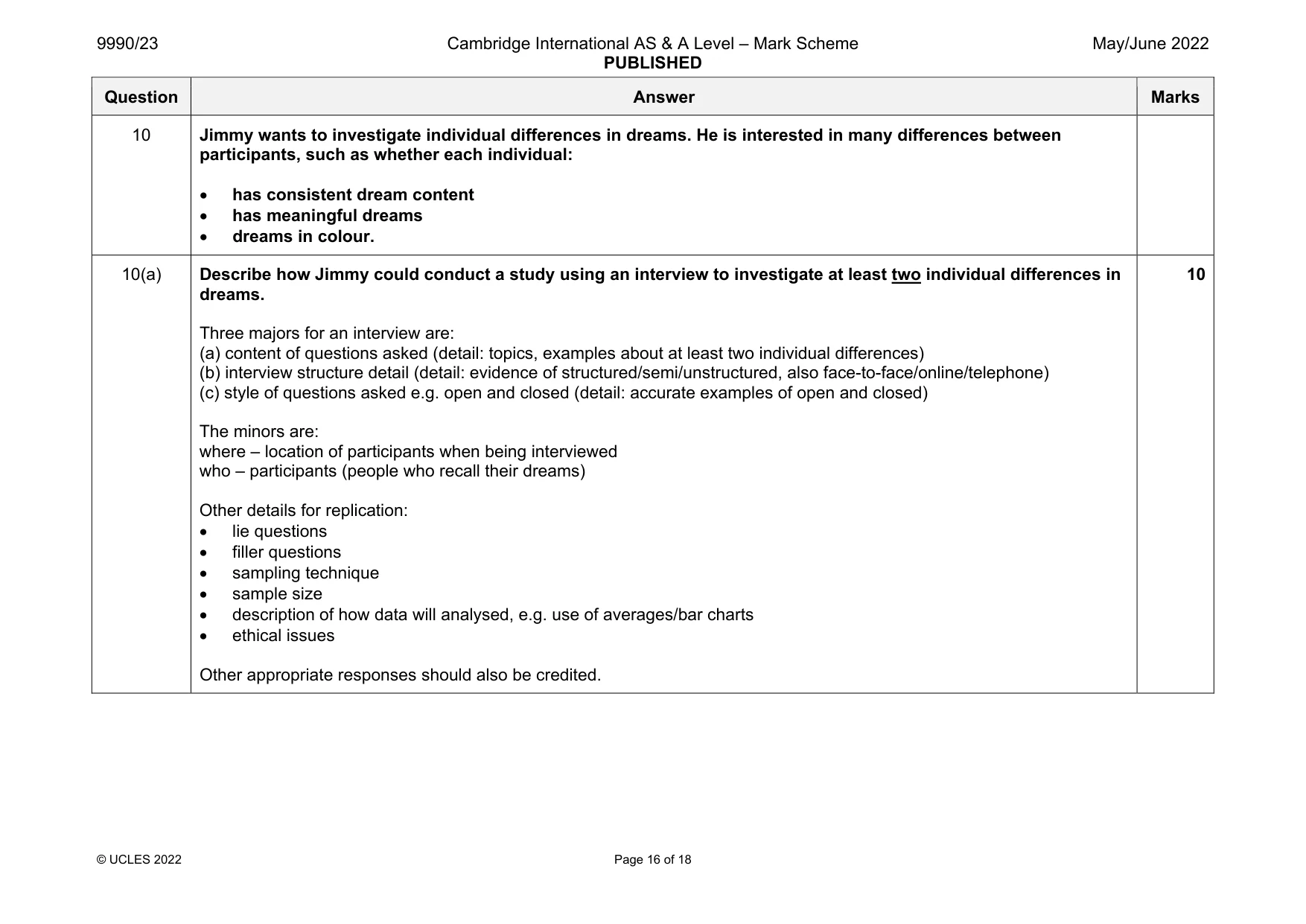 Mark scheme, page 16 of 18