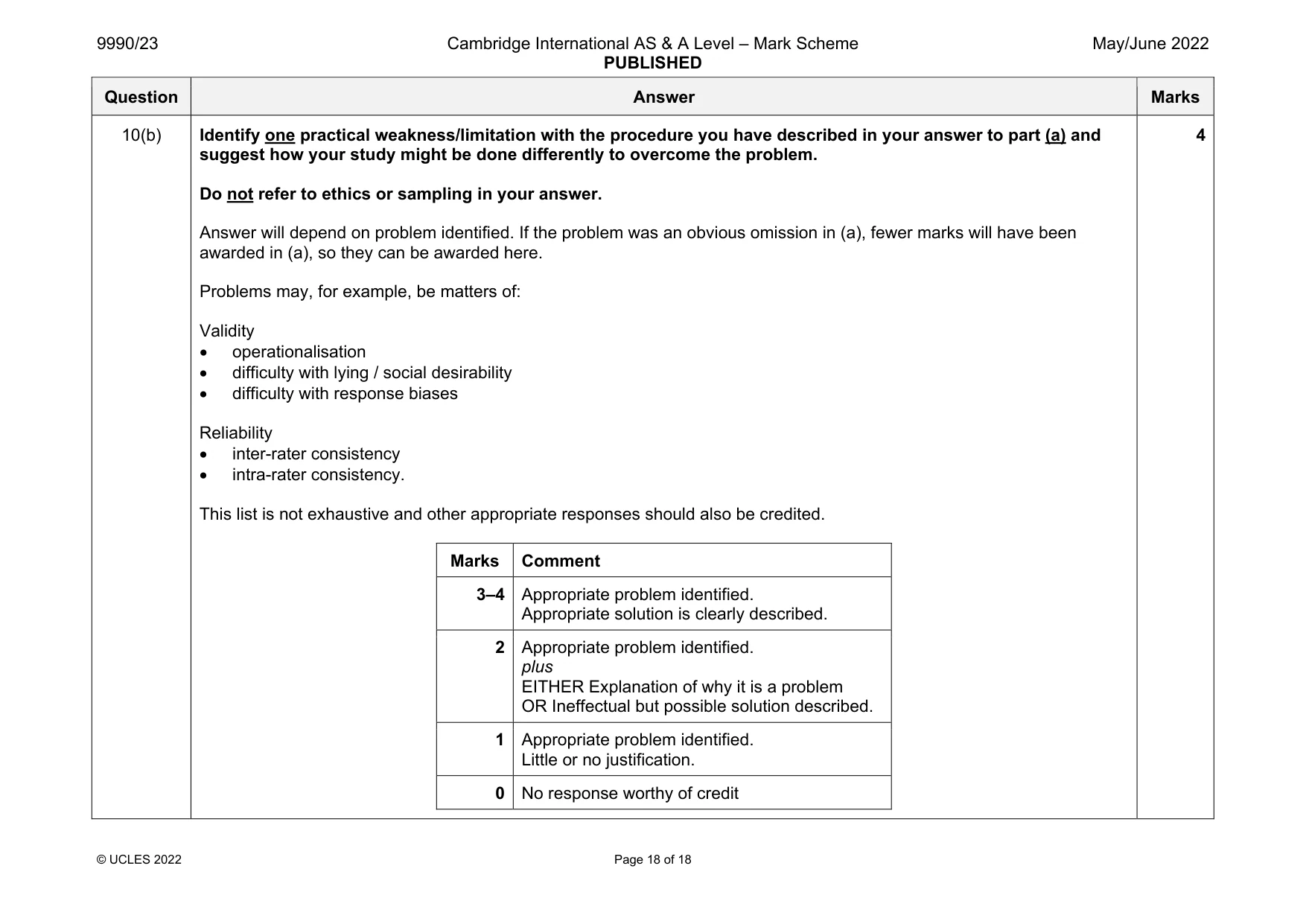Mark scheme, page 18 of 18