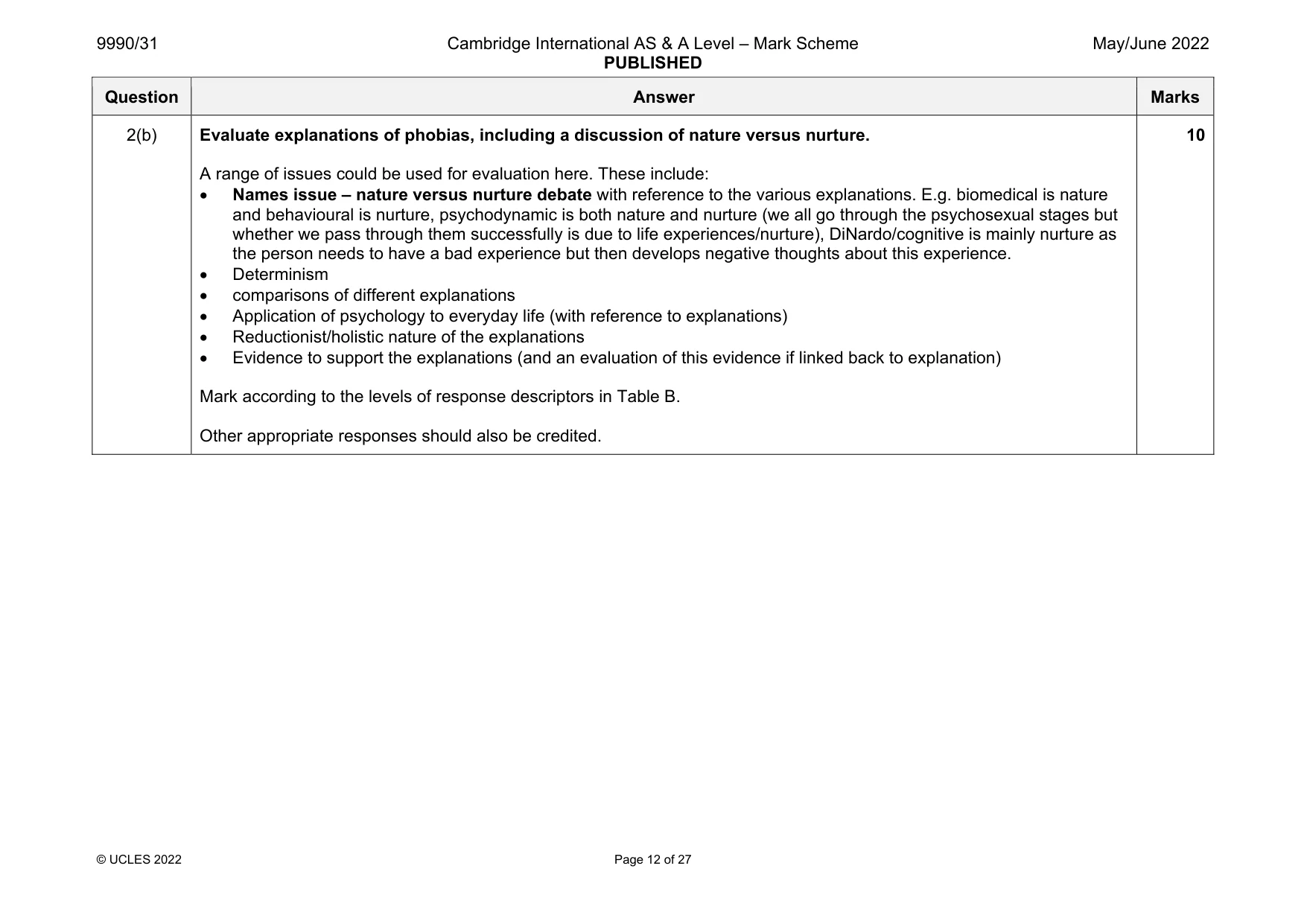 Mark scheme, page 12 of 27