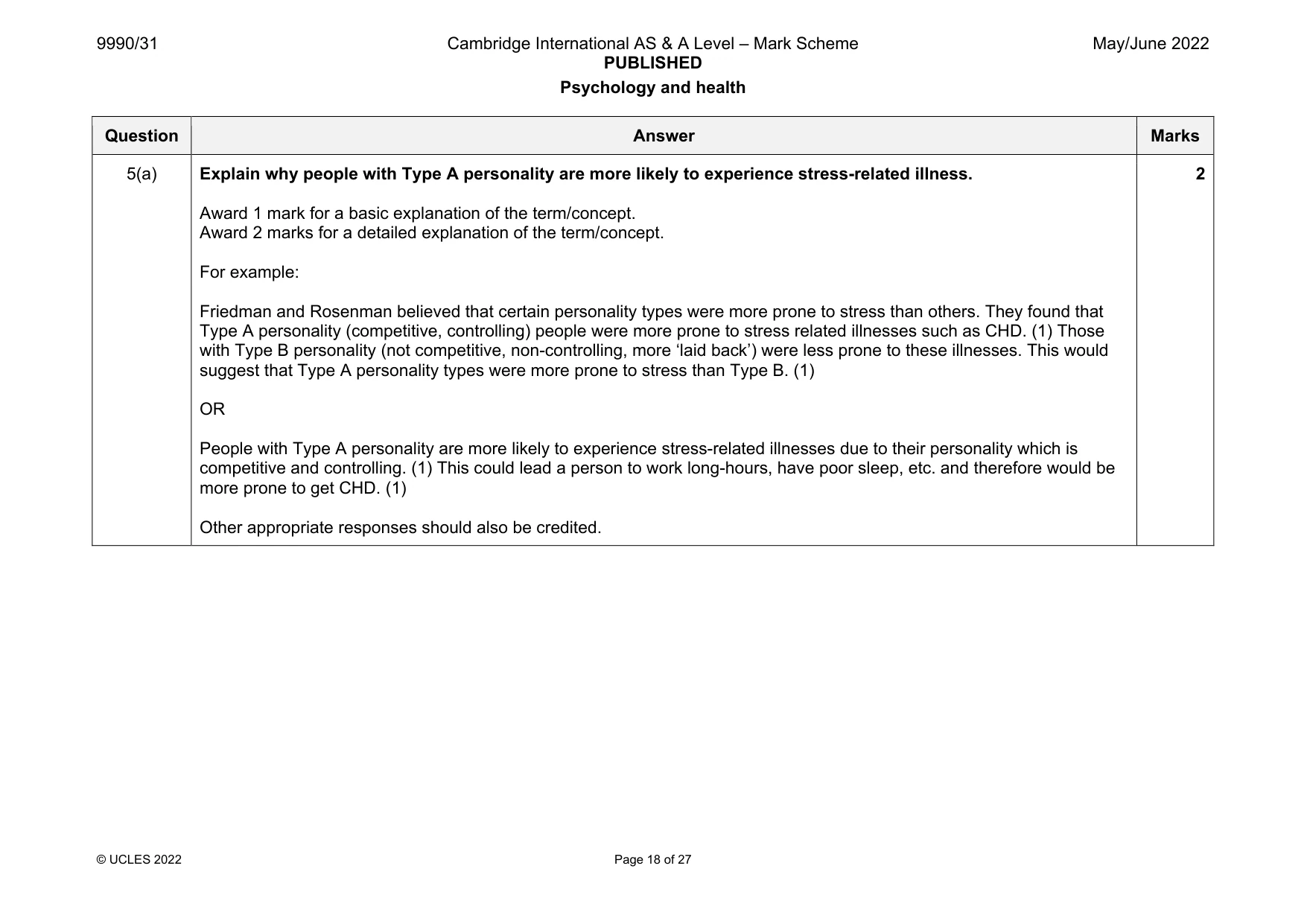 Mark scheme, page 18 of 27