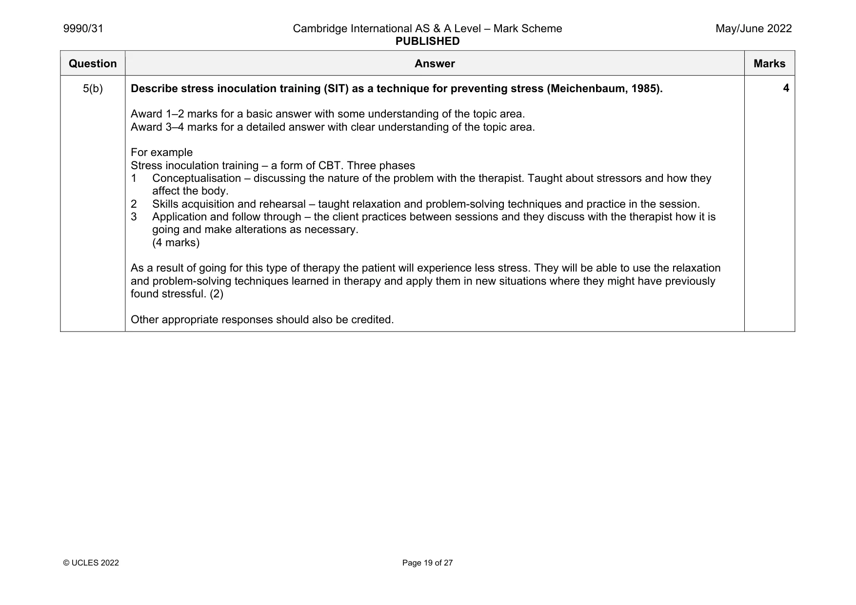 Mark scheme, page 19 of 27