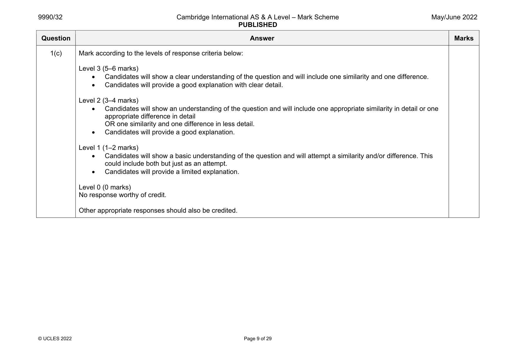 Mark scheme, page 9 of 29