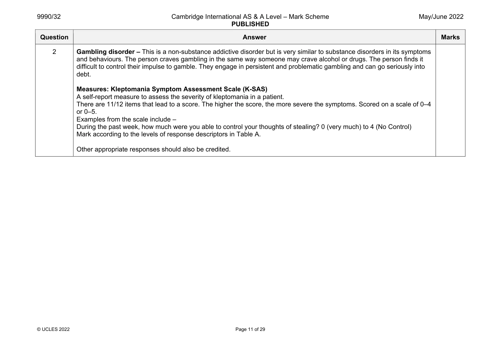 Mark scheme, page 11 of 29