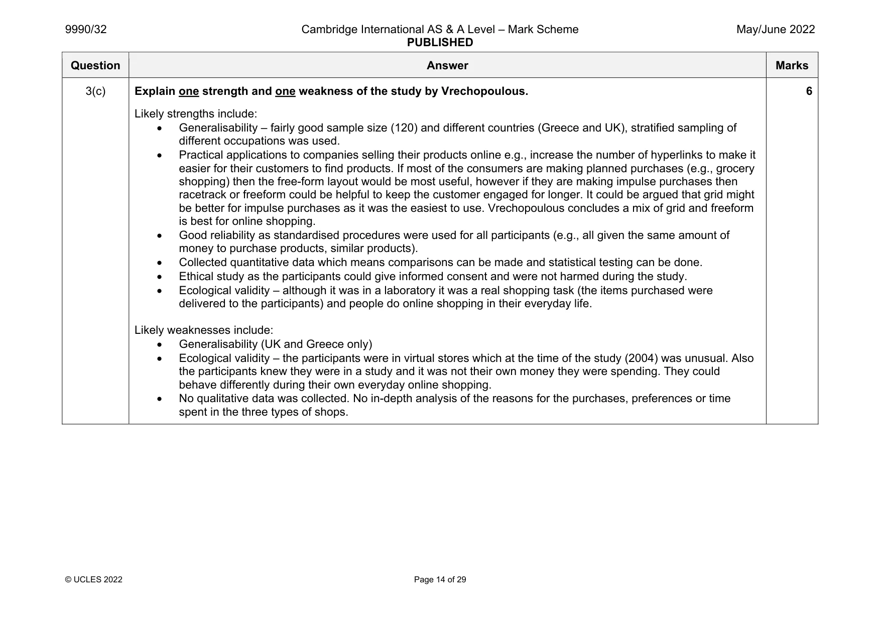 Mark scheme, page 14 of 29