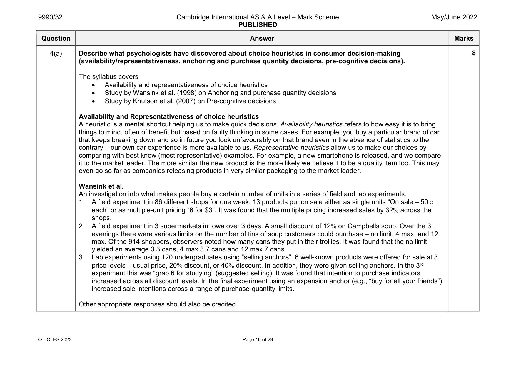 Mark scheme, page 16 of 29