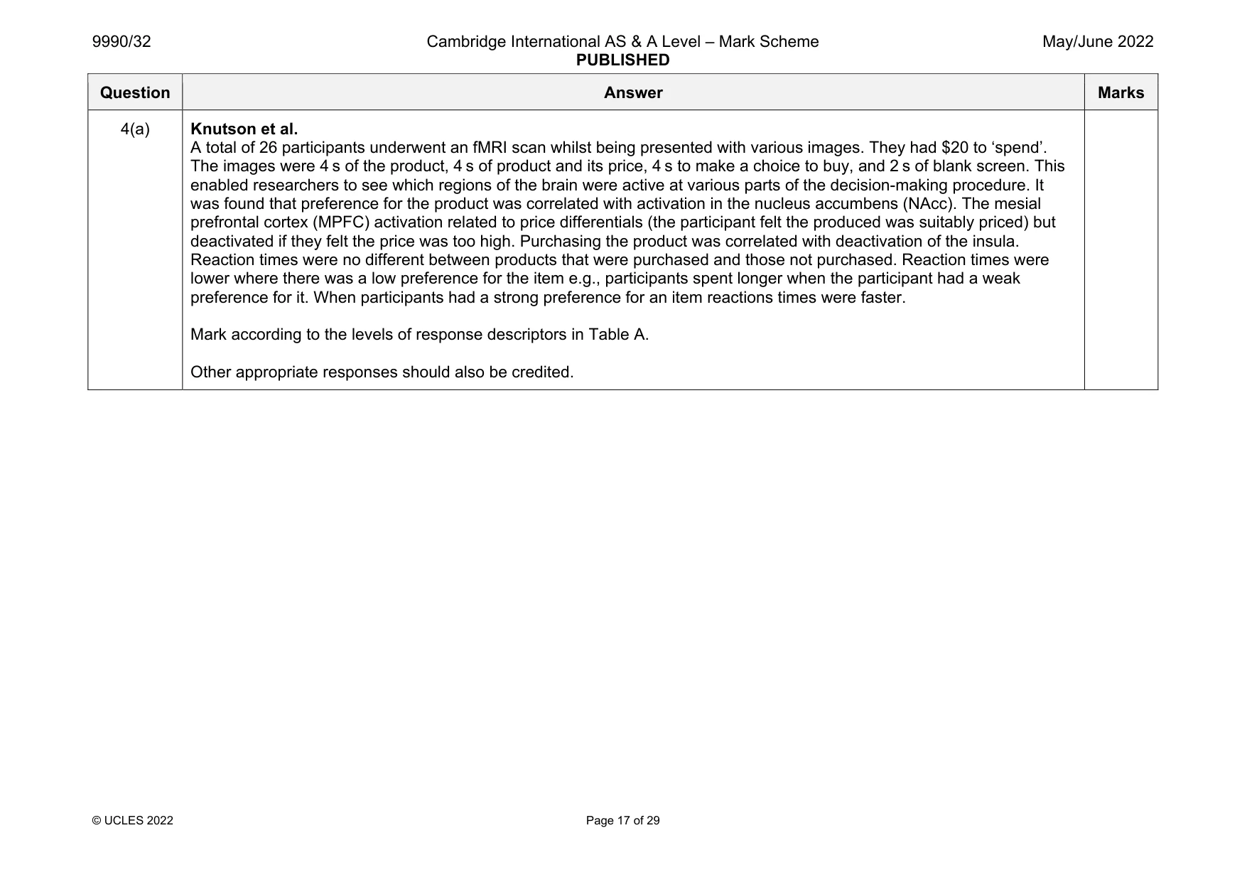 Mark scheme, page 17 of 29