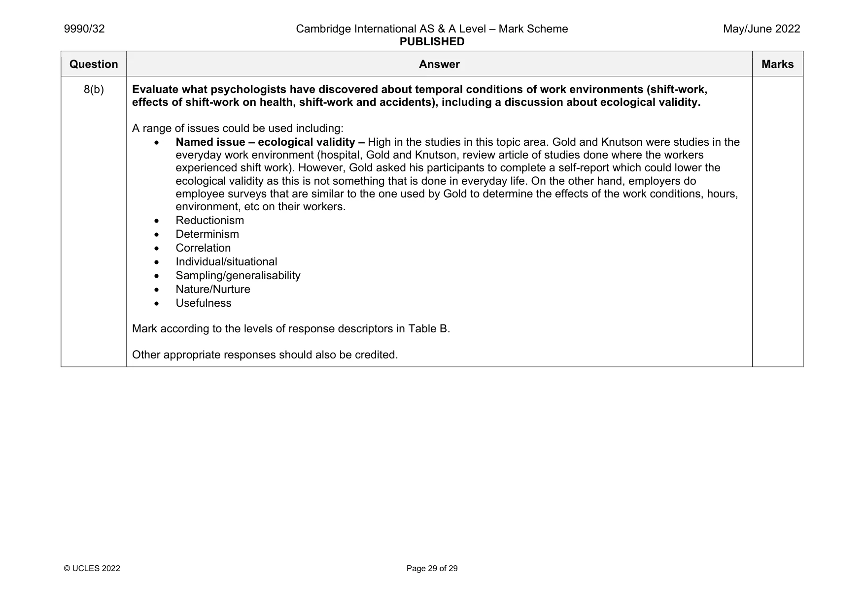 Mark scheme, page 29 of 29